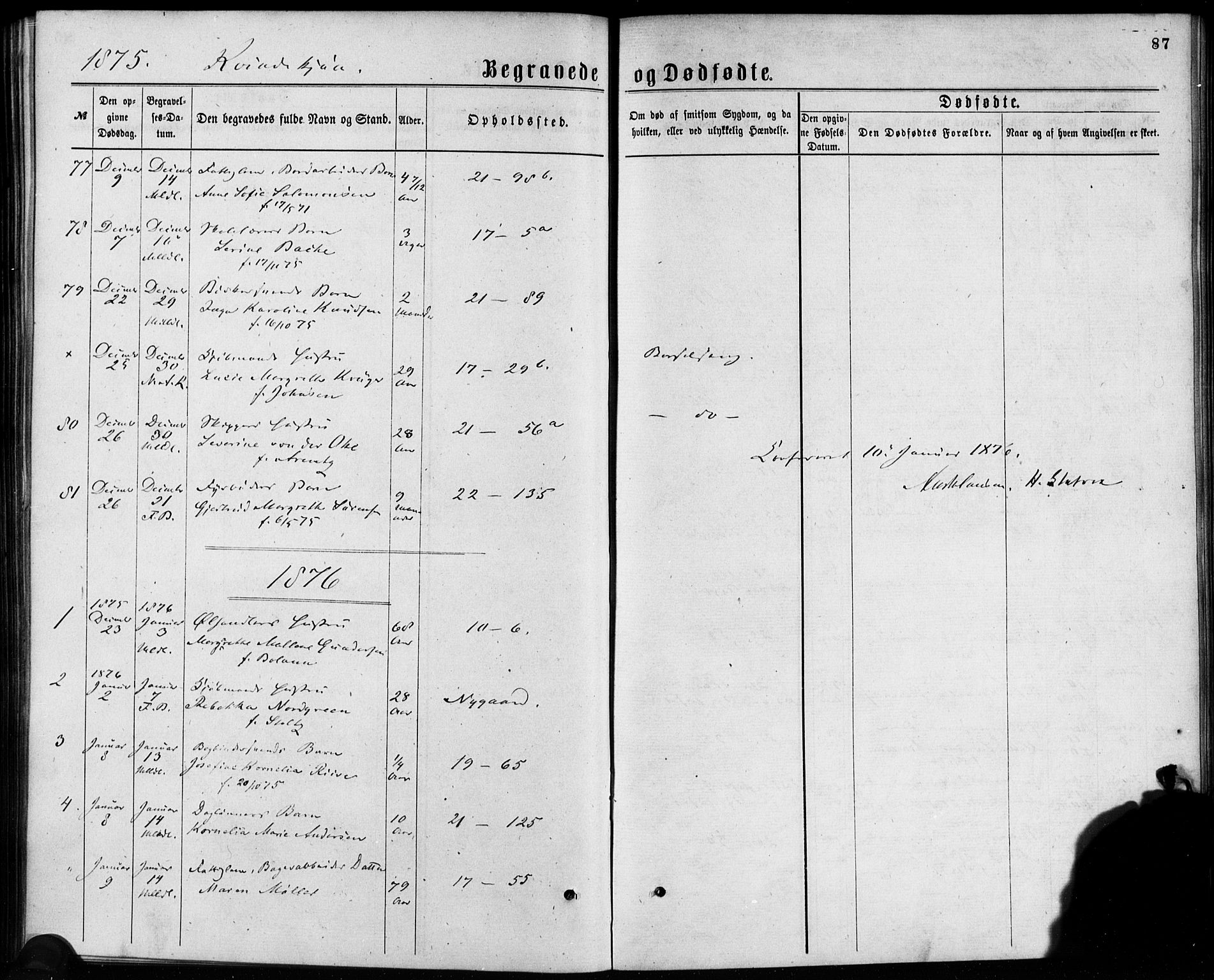 Korskirken sokneprestembete, SAB/A-76101/H/Haa/L0046: Parish register (official) no. E 4, 1875-1883, p. 87