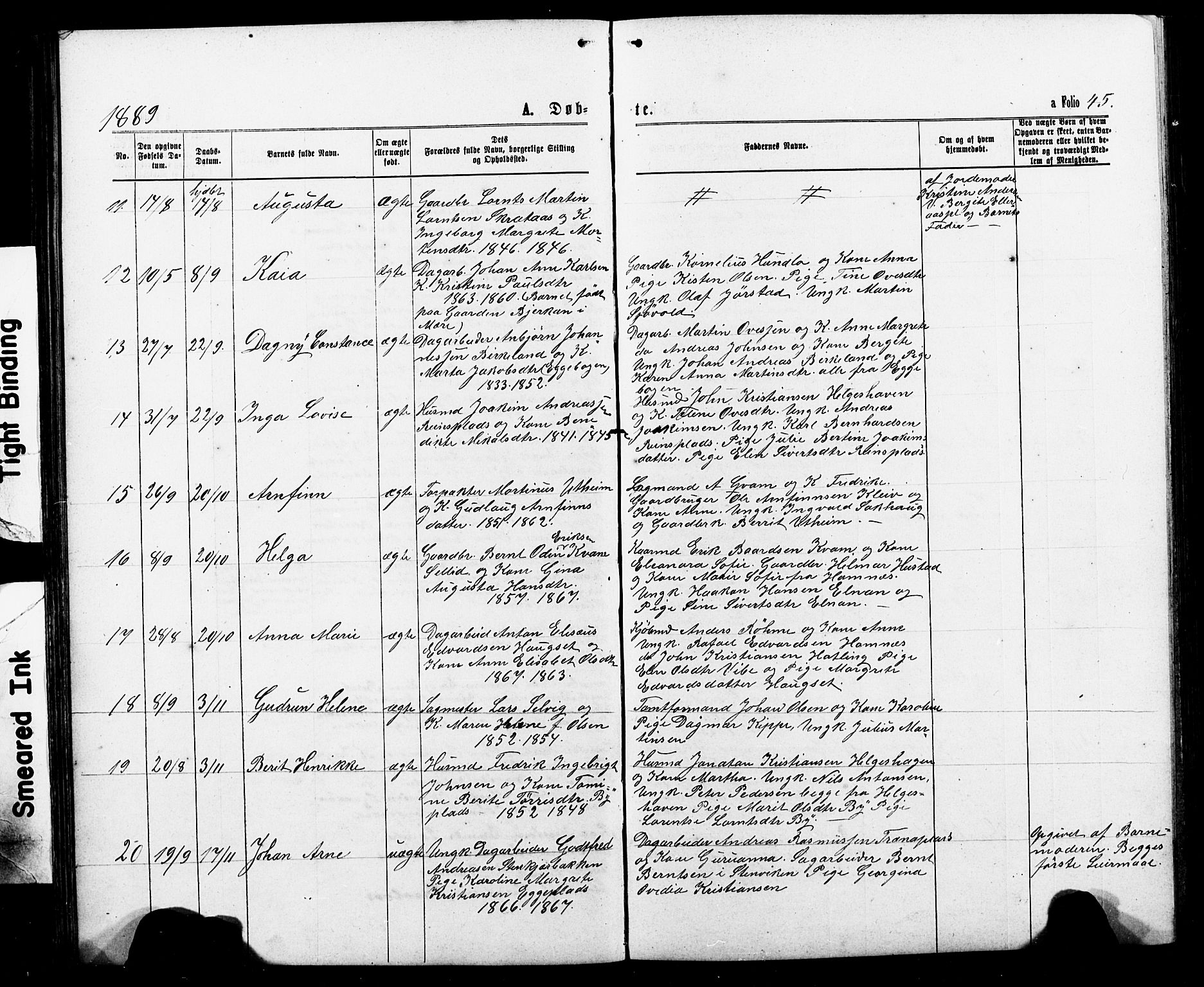 Ministerialprotokoller, klokkerbøker og fødselsregistre - Nord-Trøndelag, SAT/A-1458/740/L0380: Parish register (copy) no. 740C01, 1868-1902, p. 45