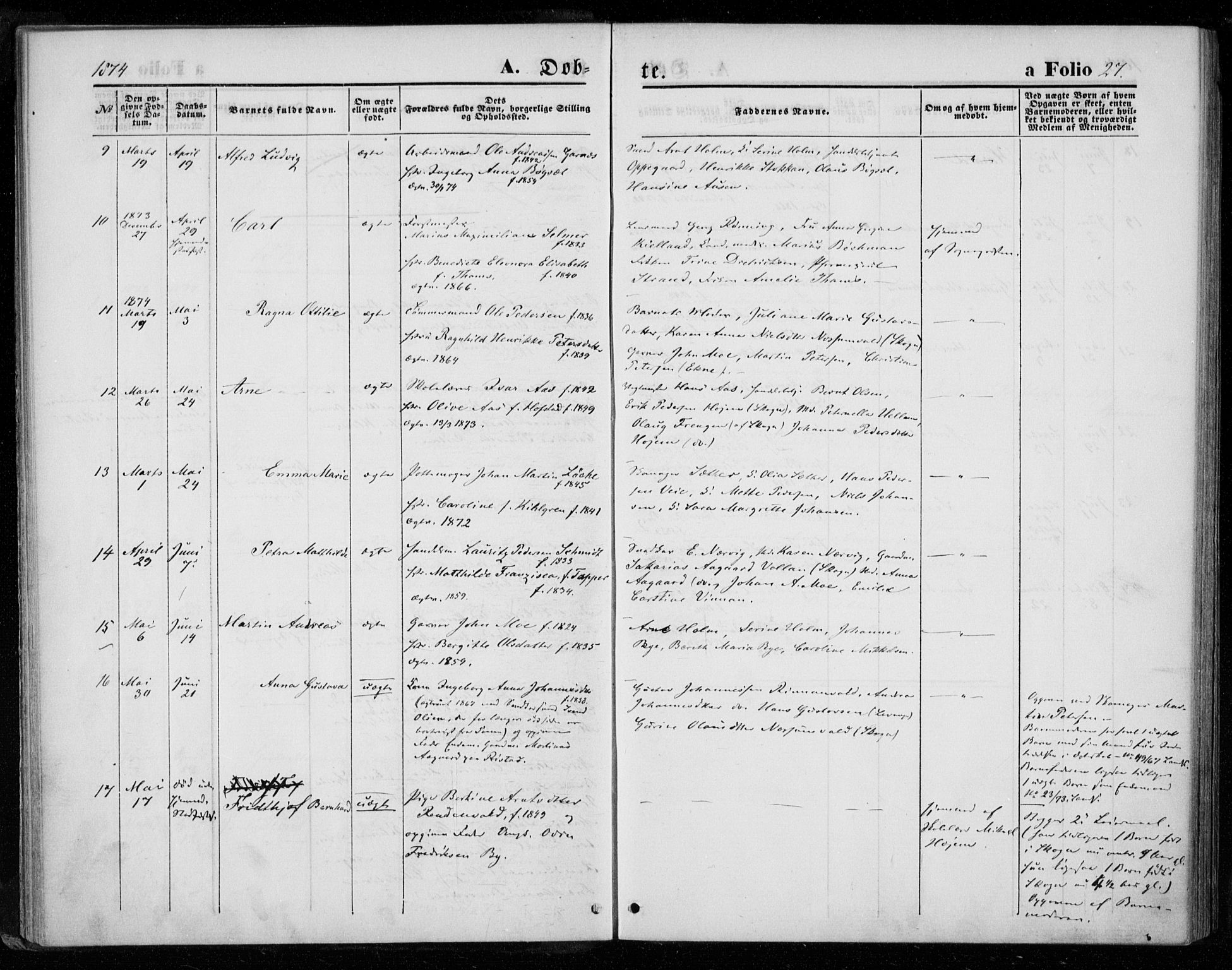 Ministerialprotokoller, klokkerbøker og fødselsregistre - Nord-Trøndelag, SAT/A-1458/720/L0186: Parish register (official) no. 720A03, 1864-1874, p. 27