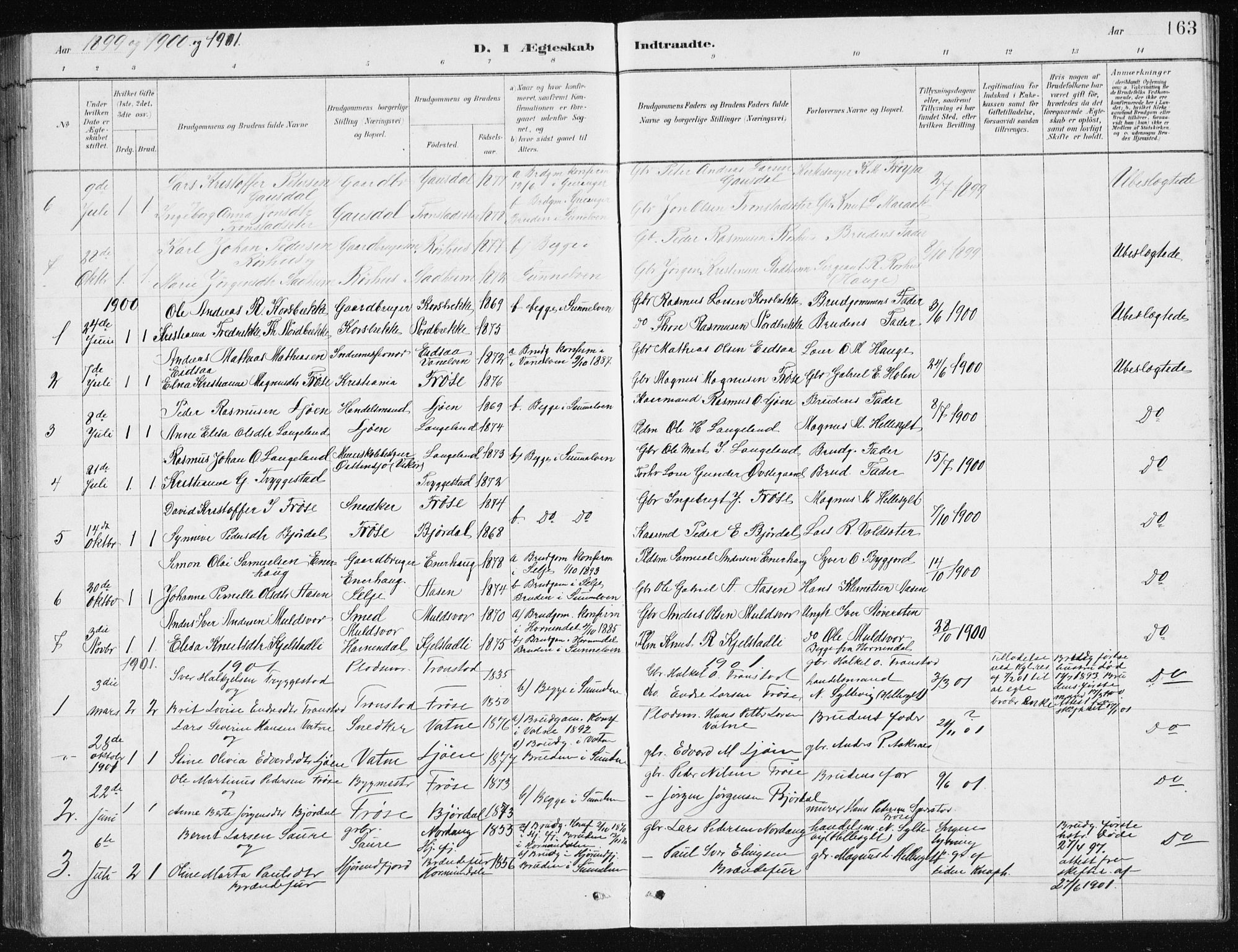 Ministerialprotokoller, klokkerbøker og fødselsregistre - Møre og Romsdal, AV/SAT-A-1454/517/L0230: Parish register (copy) no. 517C03, 1879-1912, p. 163