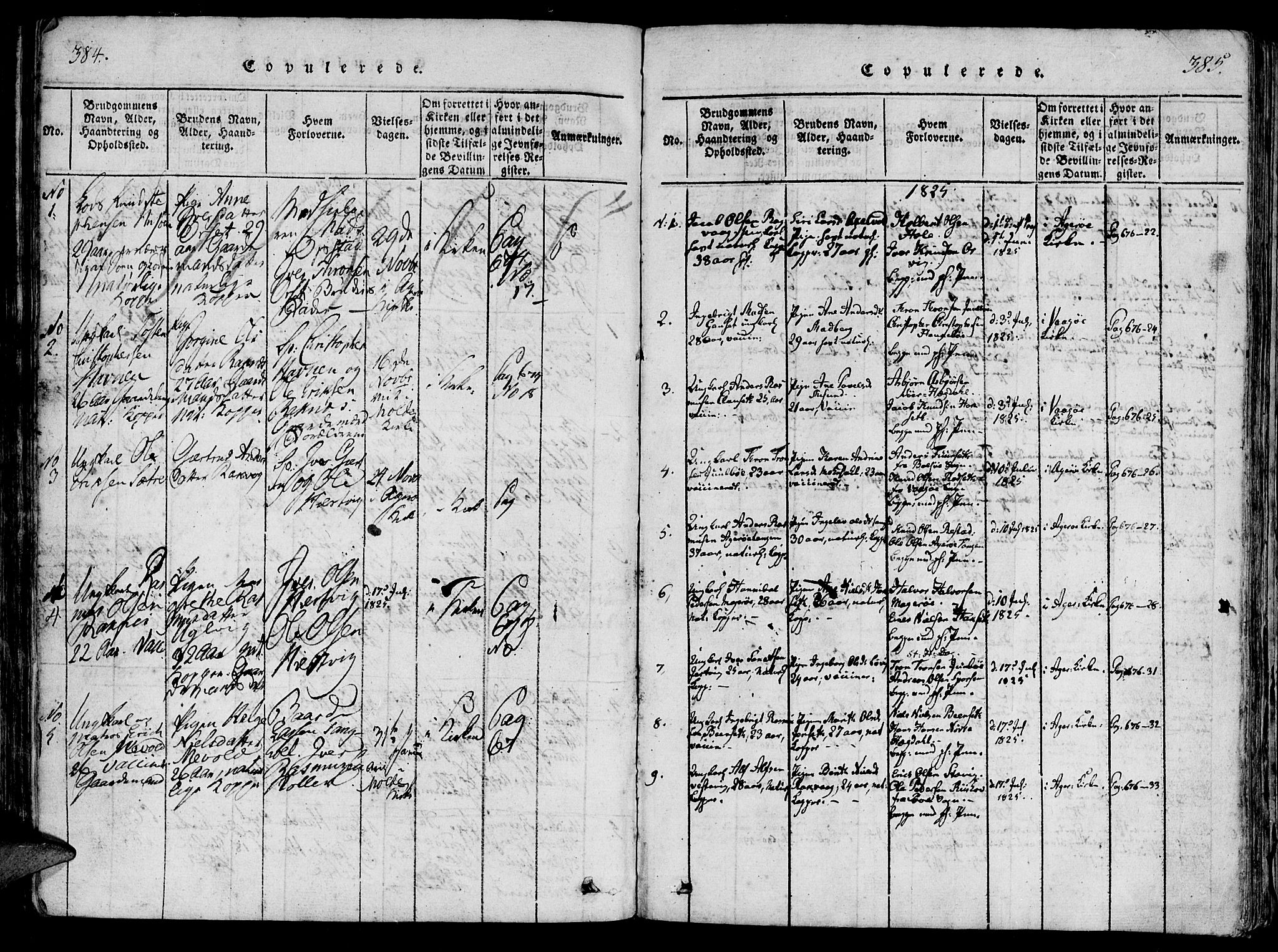 Ministerialprotokoller, klokkerbøker og fødselsregistre - Møre og Romsdal, SAT/A-1454/560/L0718: Parish register (official) no. 560A02, 1817-1844, p. 384-385