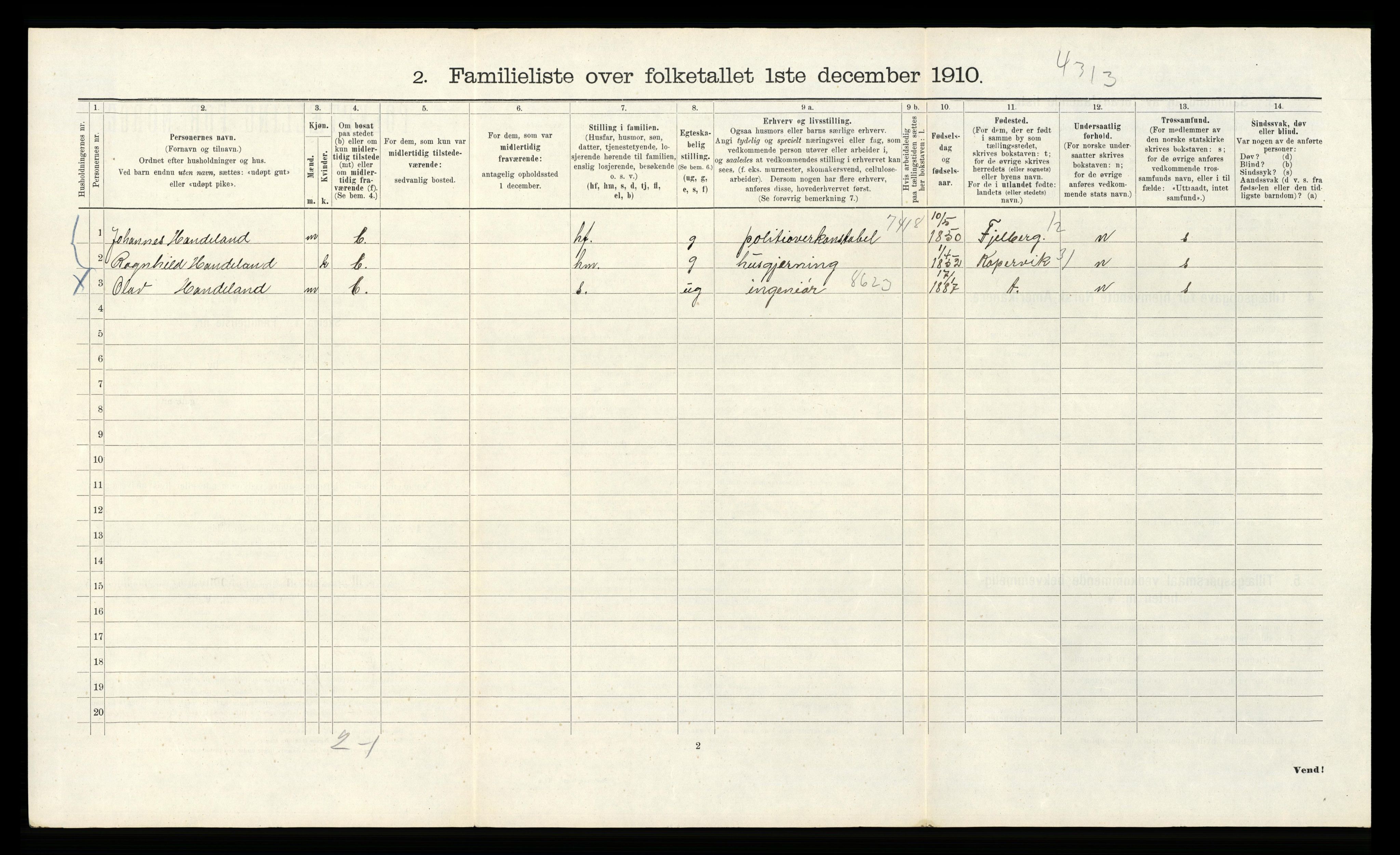 RA, 1910 census for Bergen, 1910, p. 30126