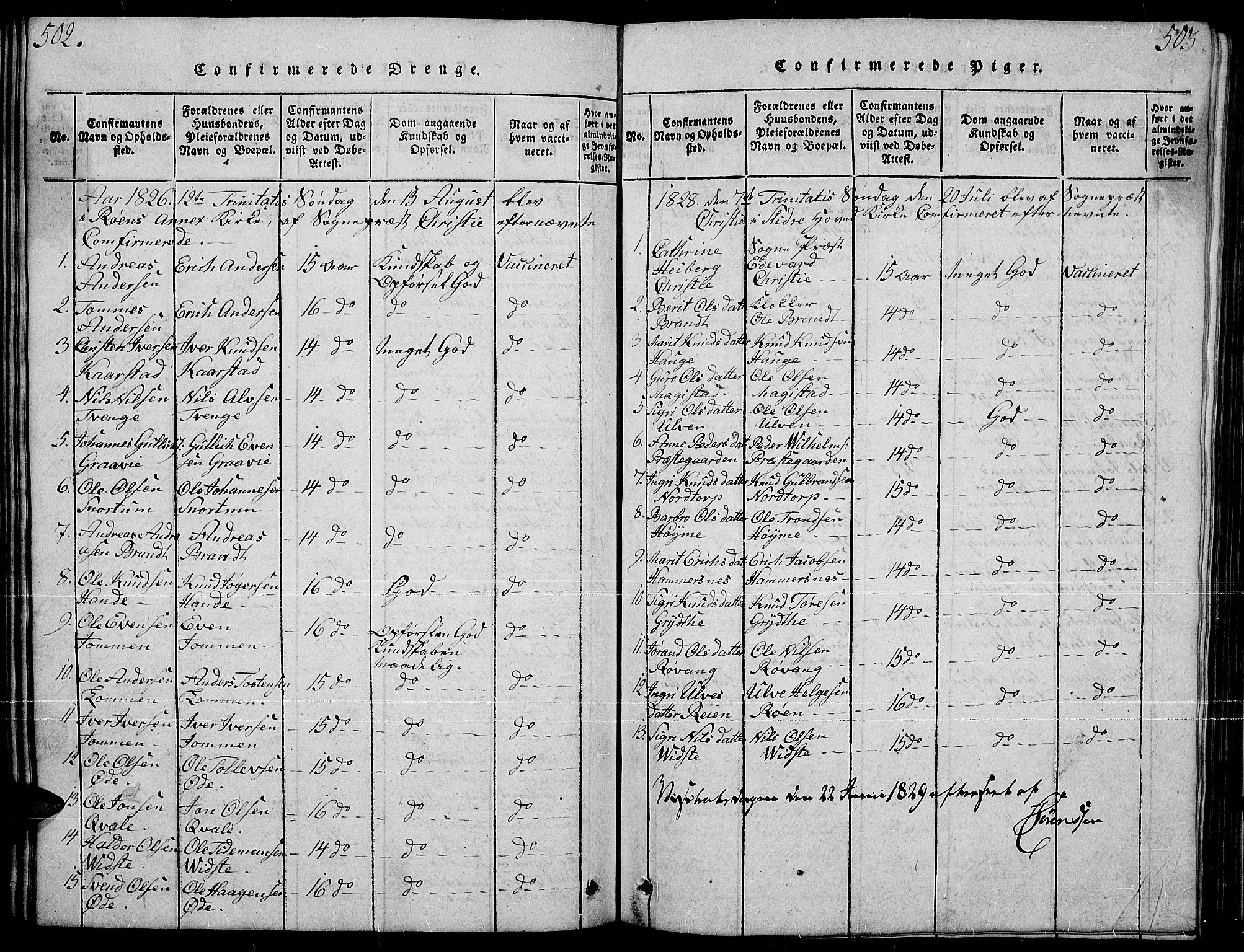 Slidre prestekontor, SAH/PREST-134/H/Ha/Hab/L0001: Parish register (copy) no. 1, 1814-1838, p. 502-503