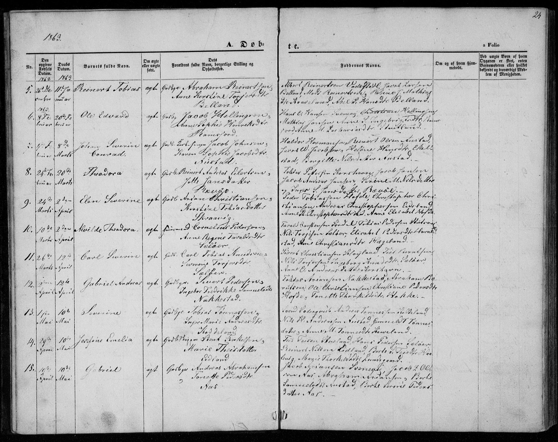 Lyngdal sokneprestkontor, SAK/1111-0029/F/Fa/Faa/L0002: Parish register (official) no. A 2, 1858-1870, p. 24