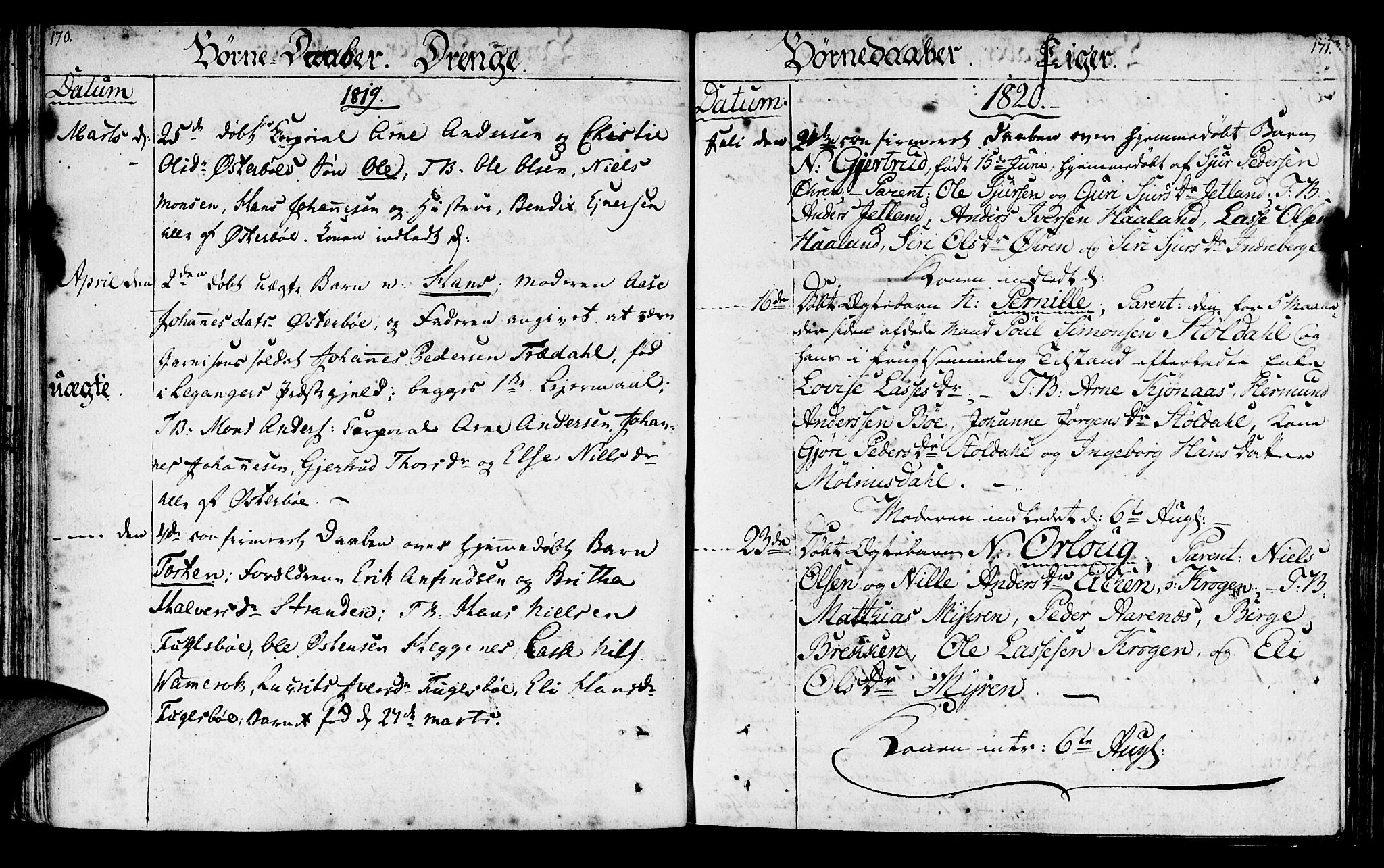 Lavik sokneprestembete, SAB/A-80901: Parish register (official) no. A 1, 1809-1822, p. 170-171