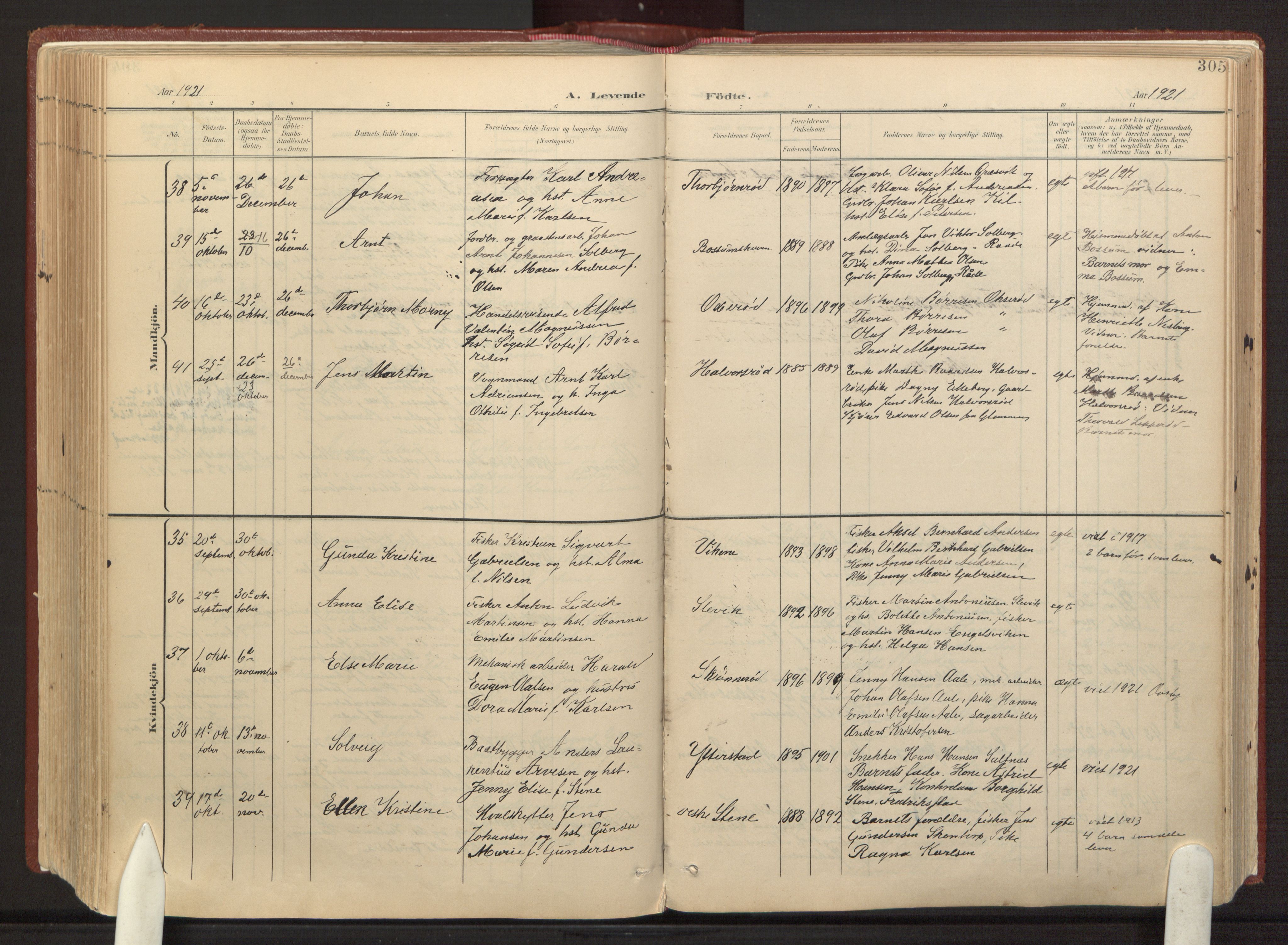 Onsøy prestekontor Kirkebøker, AV/SAO-A-10914/F/Fa/L0008: Parish register (official) no. I 8, 1899-1923, p. 305