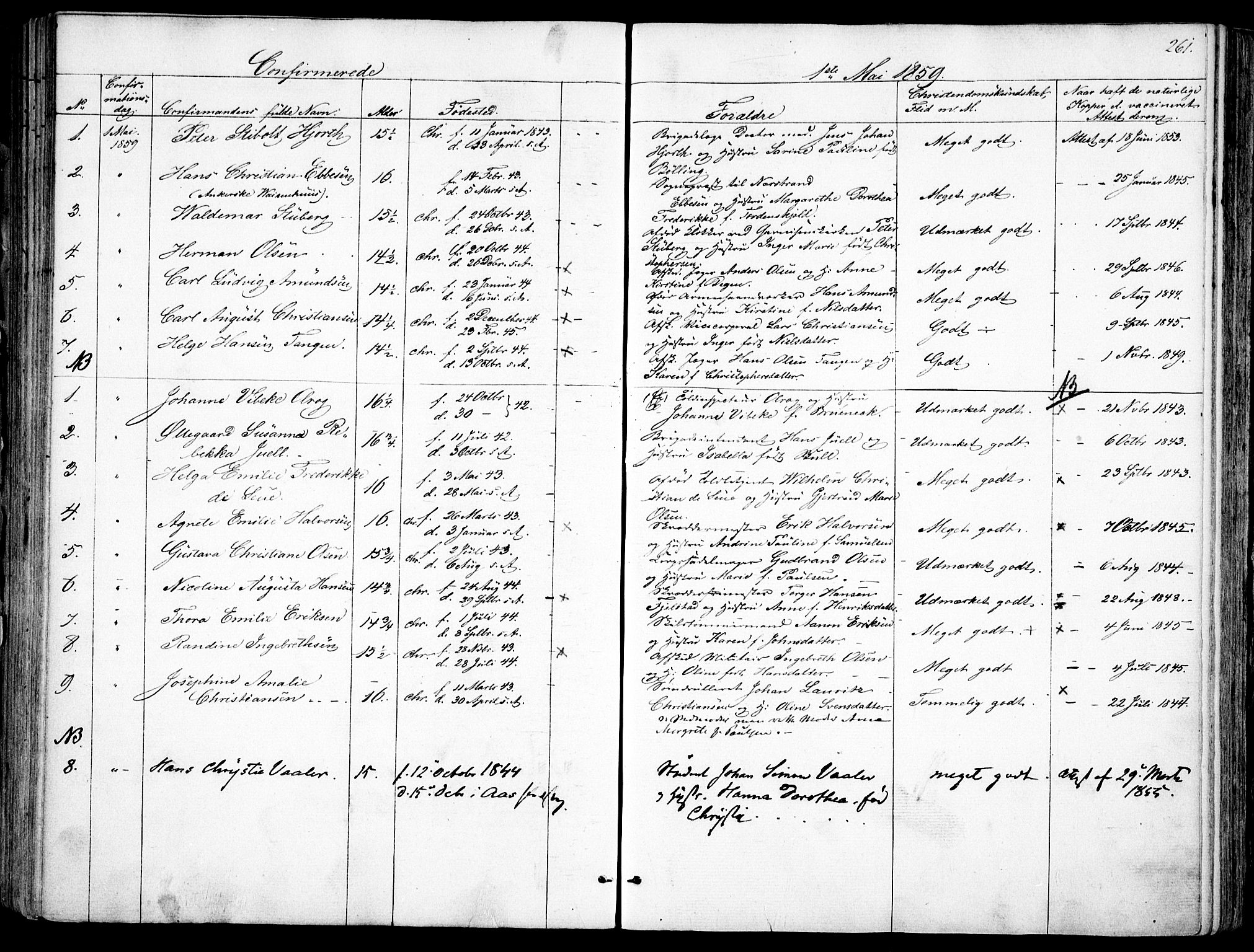 Garnisonsmenigheten Kirkebøker, SAO/A-10846/F/Fa/L0008: Parish register (official) no. 8, 1842-1859, p. 261