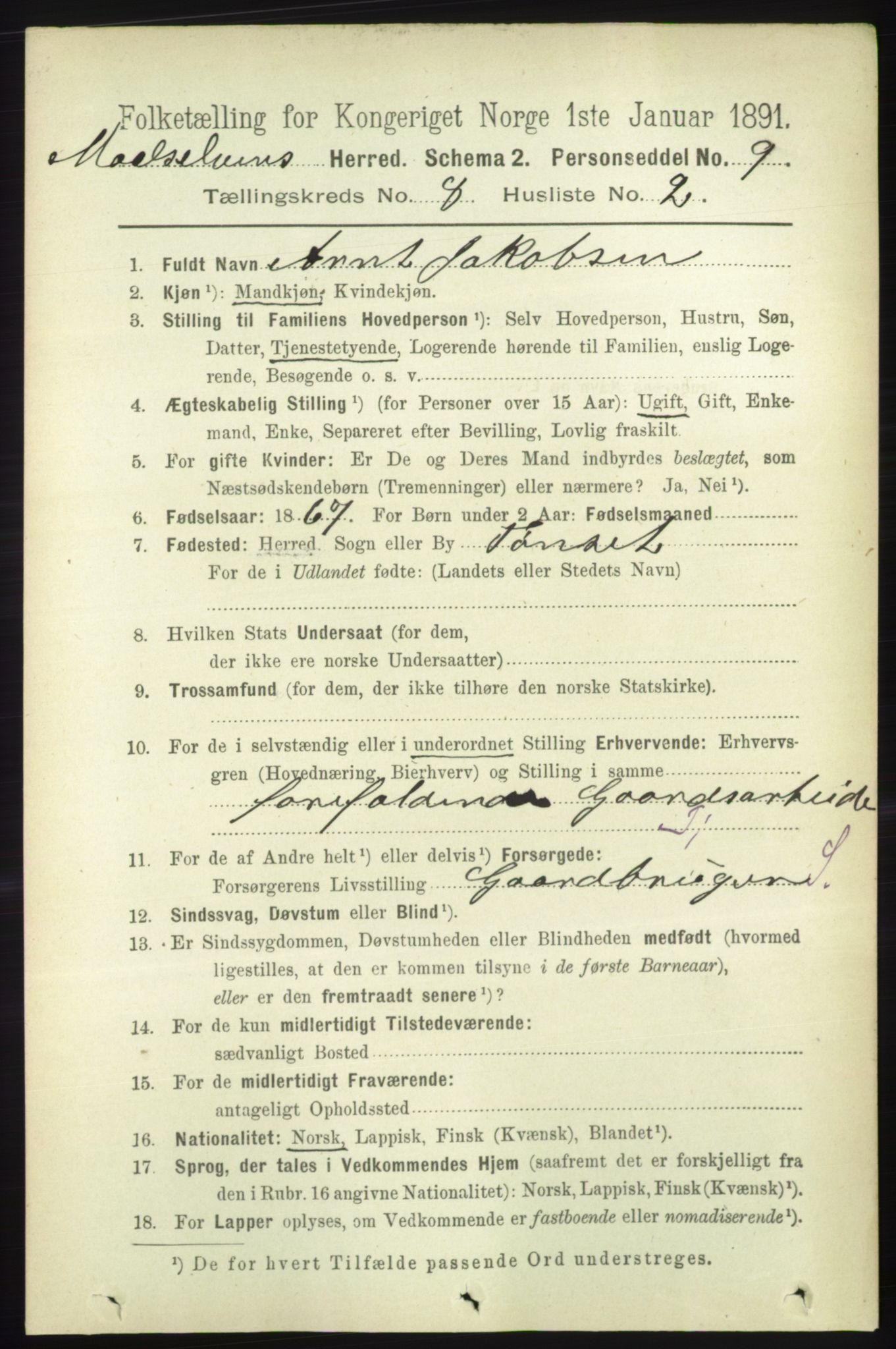 RA, 1891 census for 1924 Målselv, 1891, p. 2547