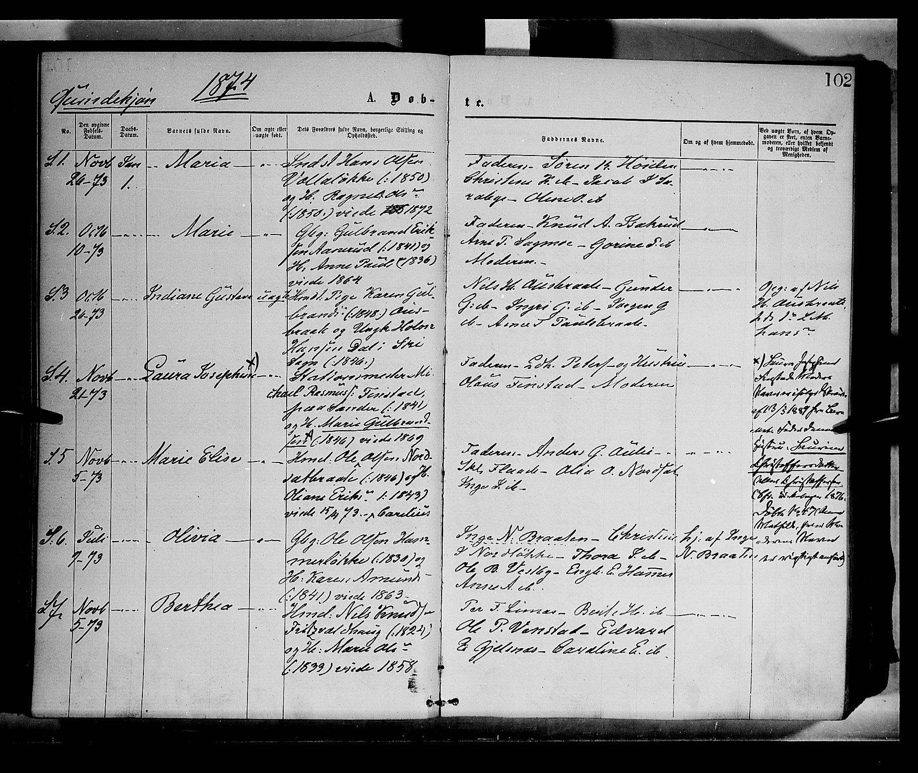 Sør-Odal prestekontor, AV/SAH-PREST-030/H/Ha/Haa/L0004: Parish register (official) no. 4, 1870-1875, p. 102