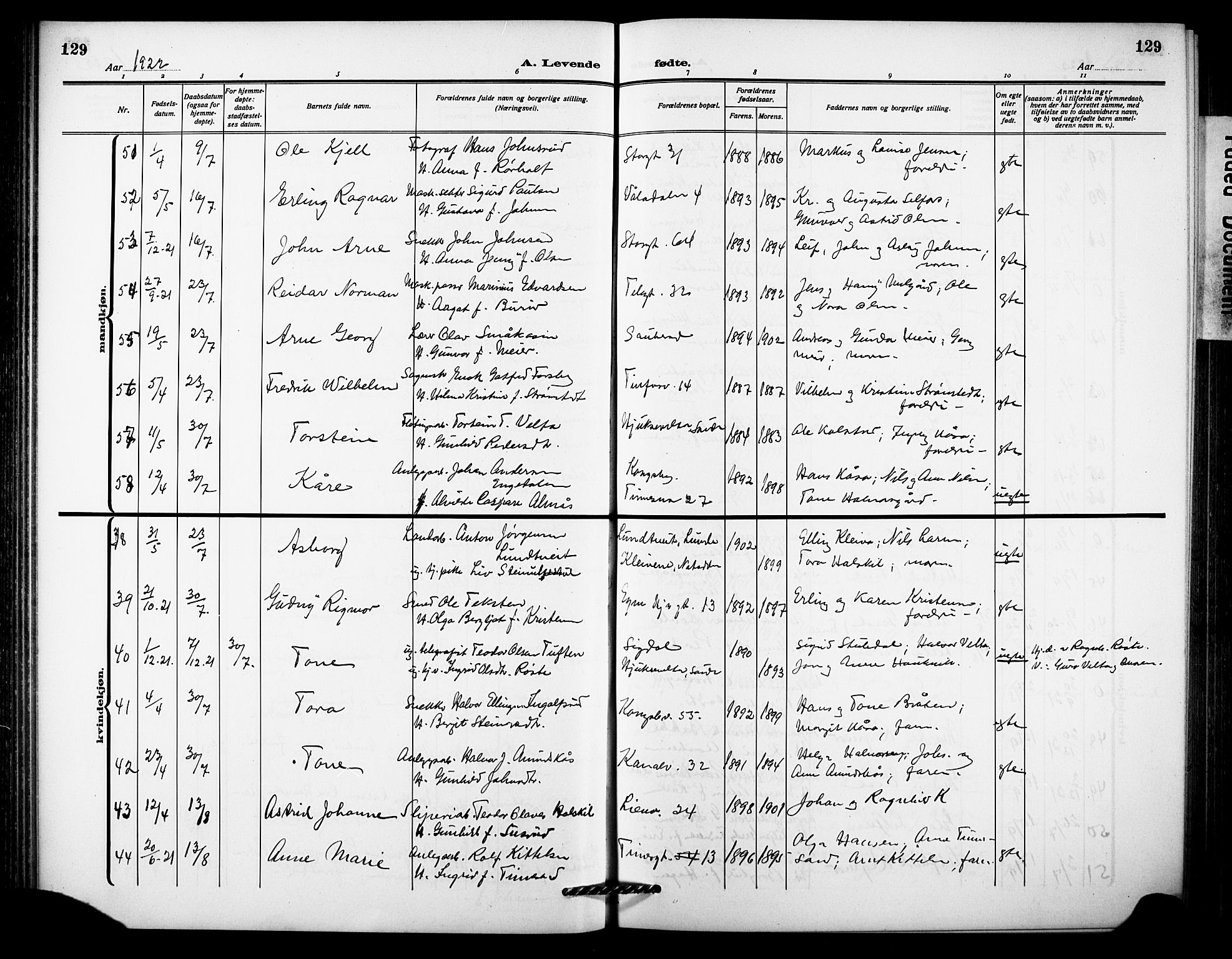 Notodden kirkebøker, AV/SAKO-A-290/G/Ga/L0001: Parish register (copy) no. 1, 1912-1923, p. 129