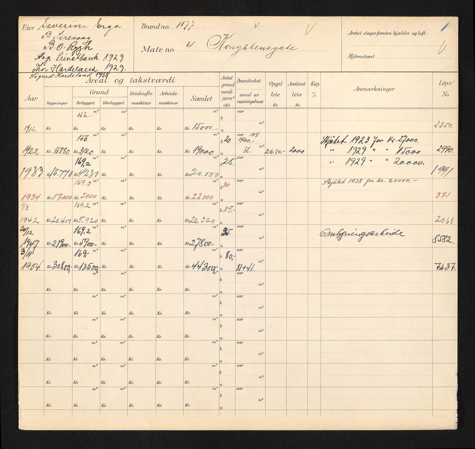 Stavanger kommune. Skattetakstvesenet, BYST/A-0440/F/Fa/Faa/L0026/0003: Skattetakstkort / Kongsteinsgata 3 - 26