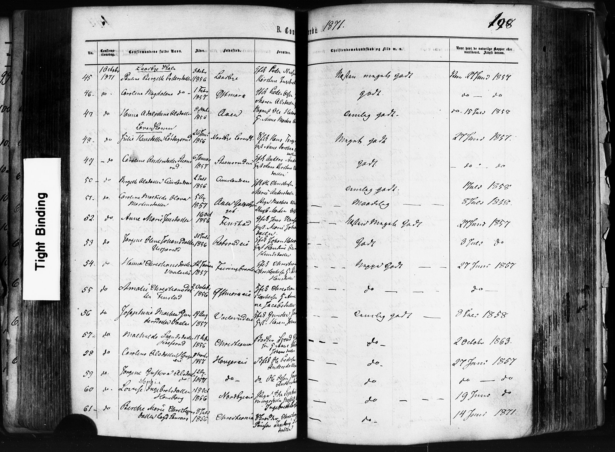 Skedsmo prestekontor Kirkebøker, AV/SAO-A-10033a/F/Fa/L0011: Parish register (official) no. I 11, 1866-1876, p. 198