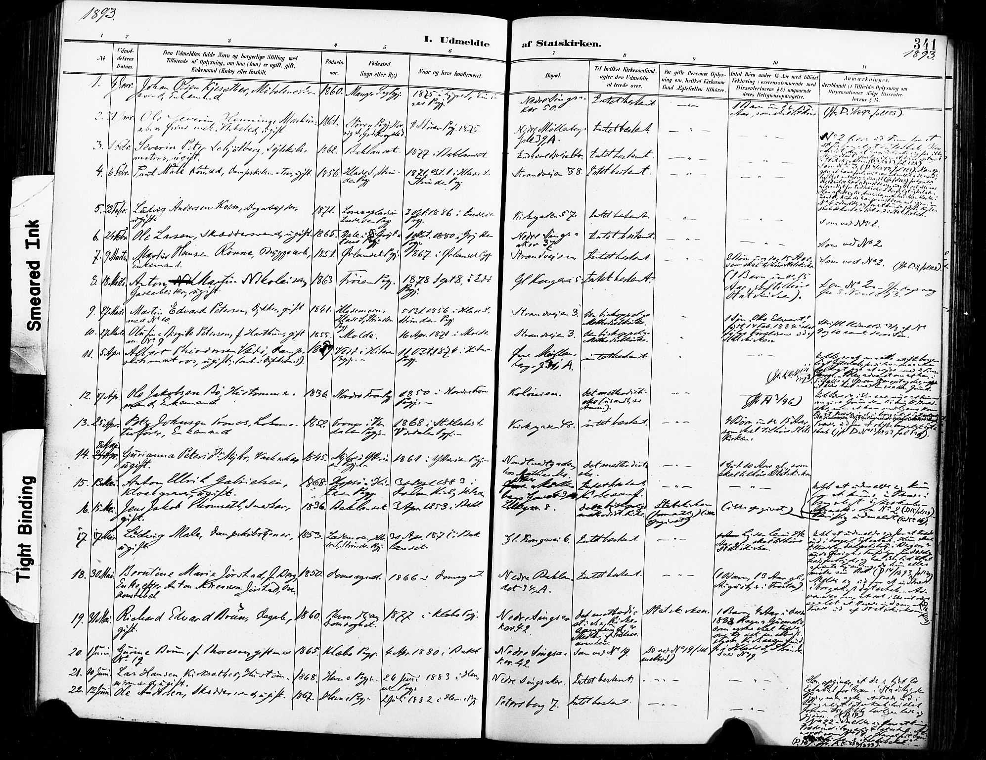Ministerialprotokoller, klokkerbøker og fødselsregistre - Sør-Trøndelag, SAT/A-1456/604/L0198: Parish register (official) no. 604A19, 1893-1900, p. 341