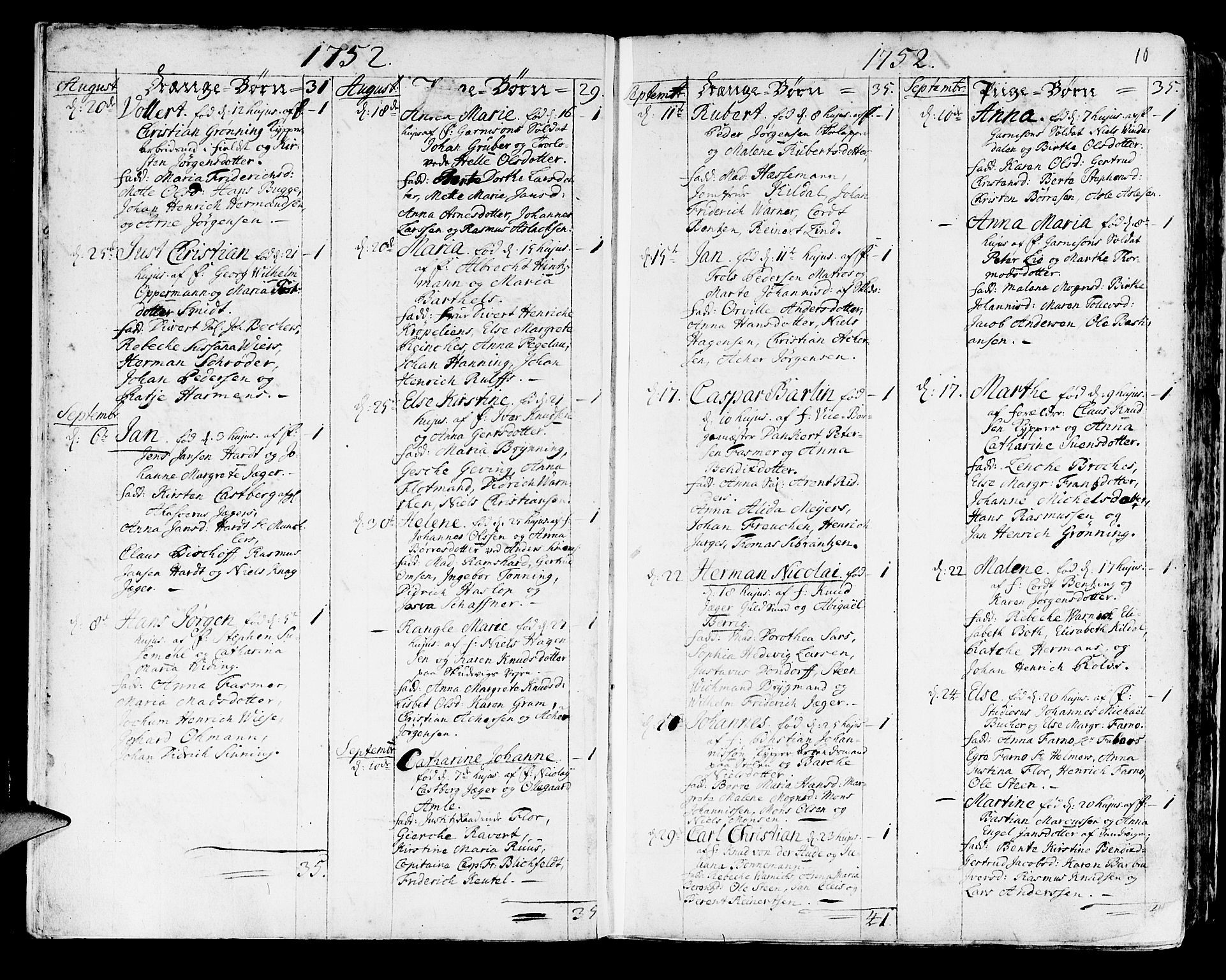 Korskirken sokneprestembete, SAB/A-76101/H/Haa/L0005: Parish register (official) no. A 5, 1751-1789, p. 10