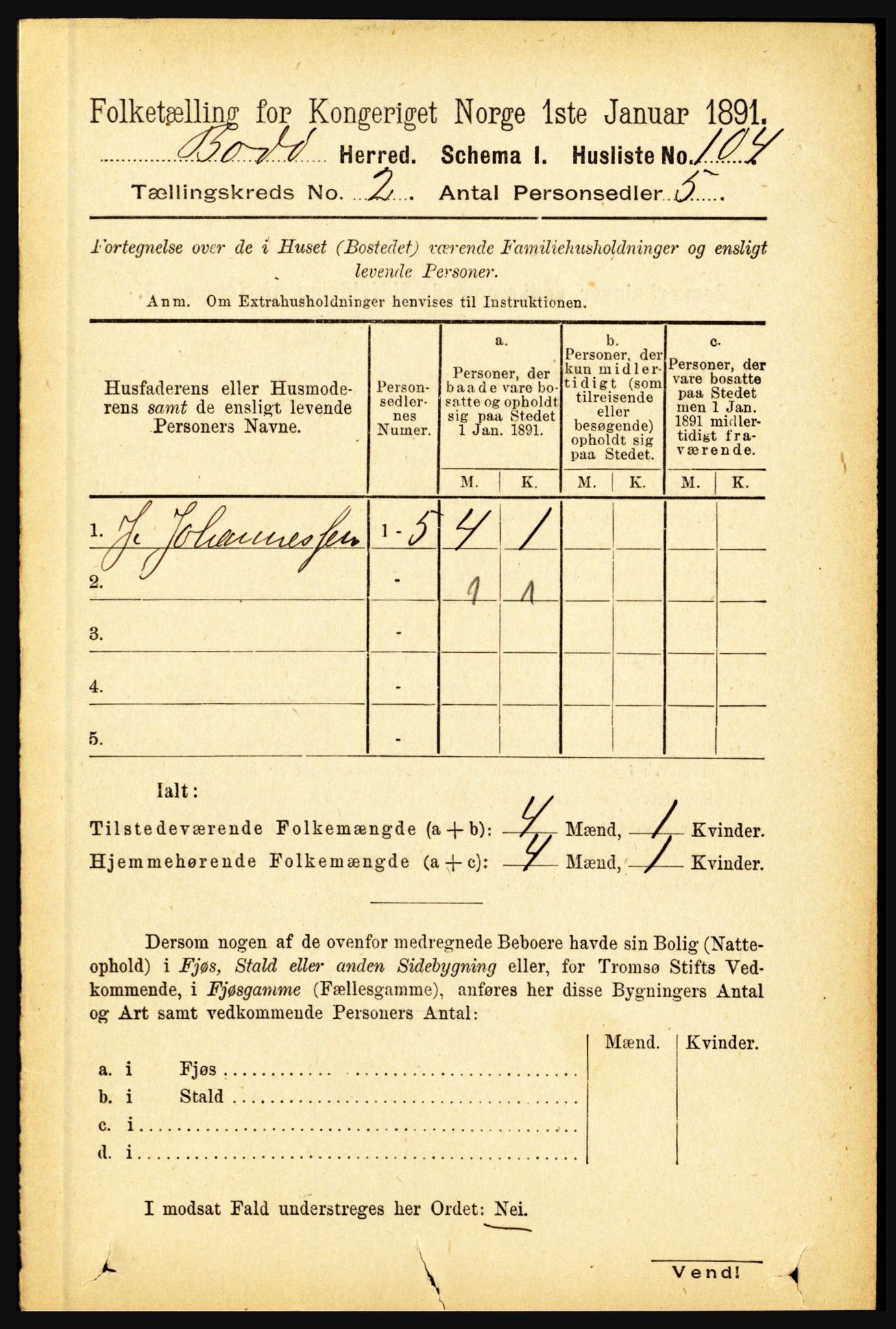 RA, 1891 census for 1843 Bodø, 1891, p. 665