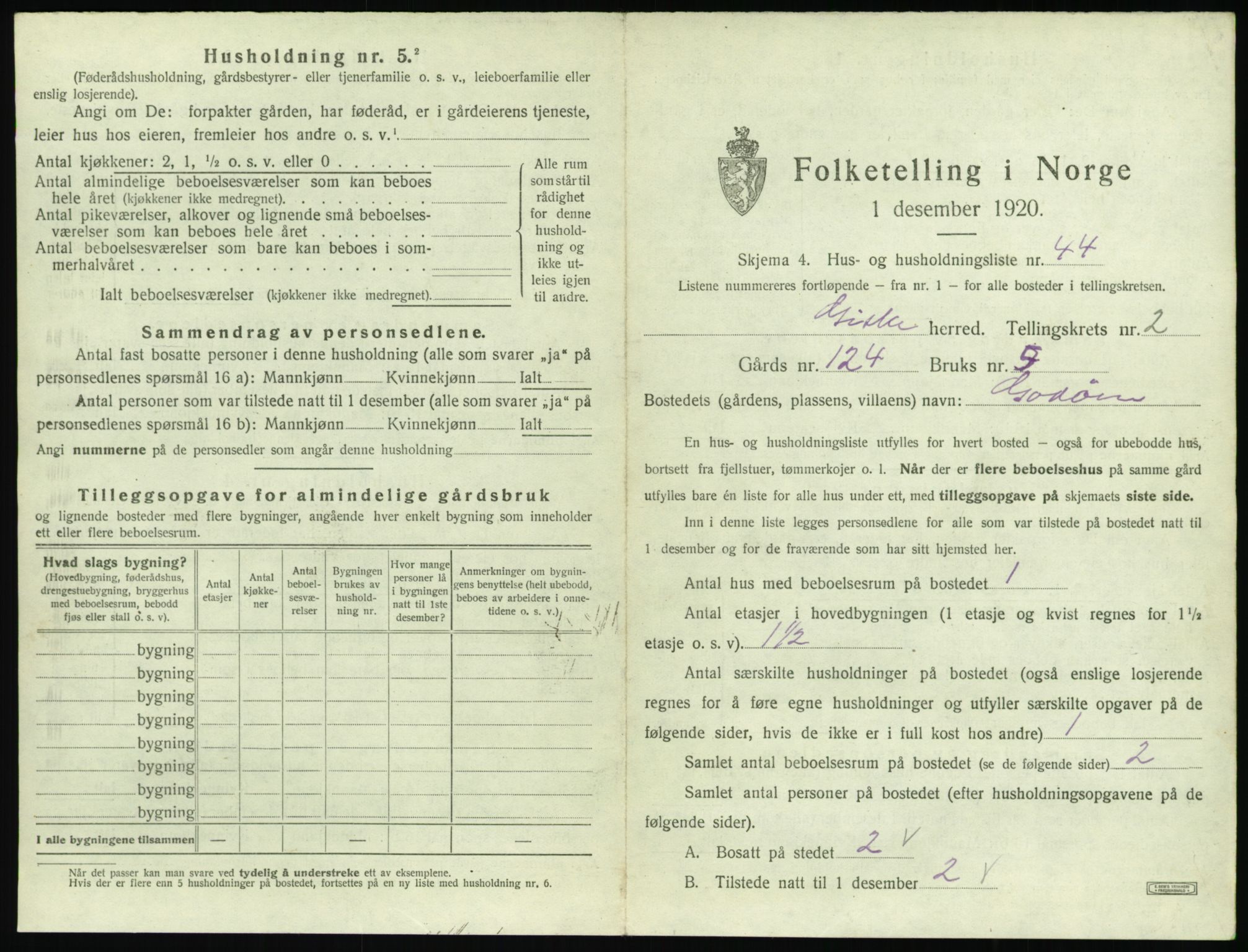 SAT, 1920 census for Giske, 1920, p. 158