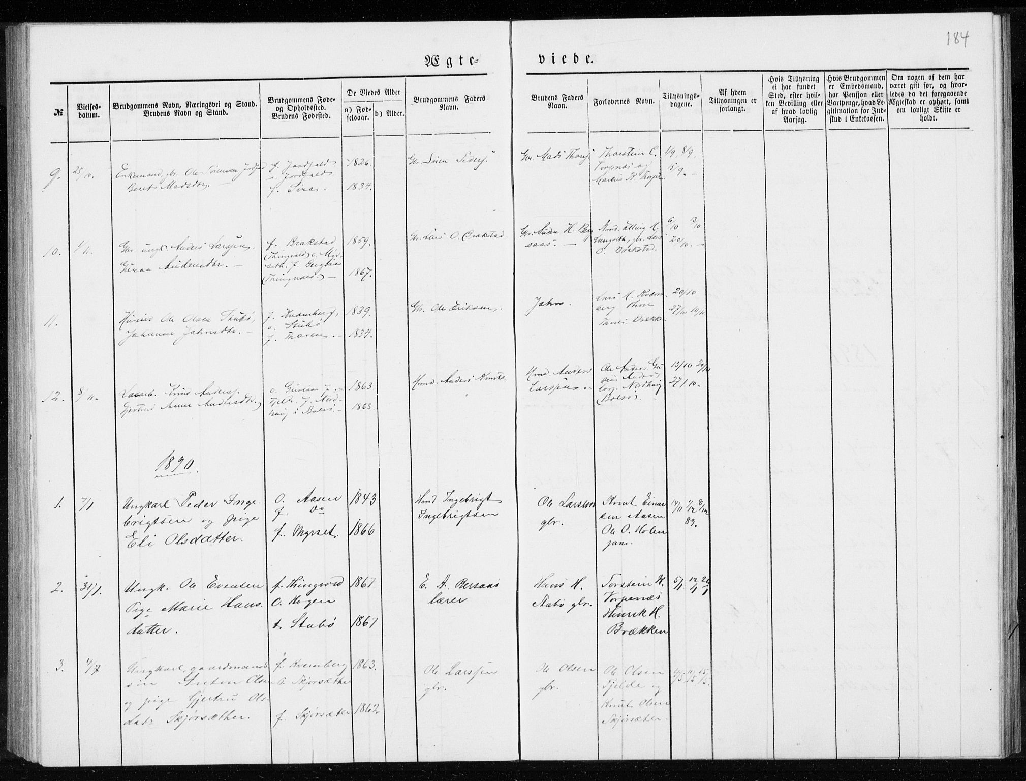 Ministerialprotokoller, klokkerbøker og fødselsregistre - Møre og Romsdal, SAT/A-1454/551/L0631: Parish register (copy) no. 551C03, 1886-1894, p. 184