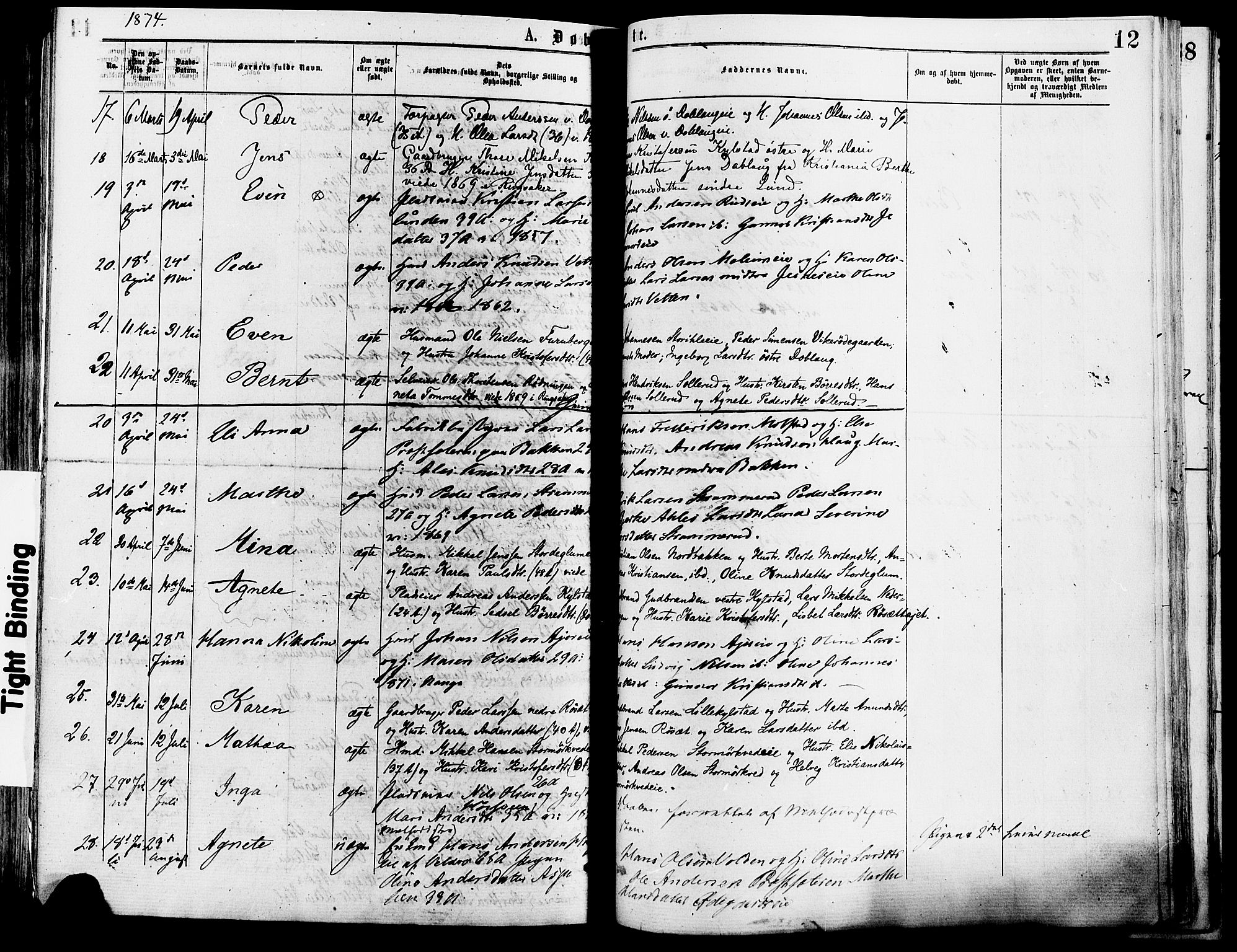 Vang prestekontor, Hedmark, SAH/PREST-008/H/Ha/Haa/L0013: Parish register (official) no. 13, 1855-1879, p. 12