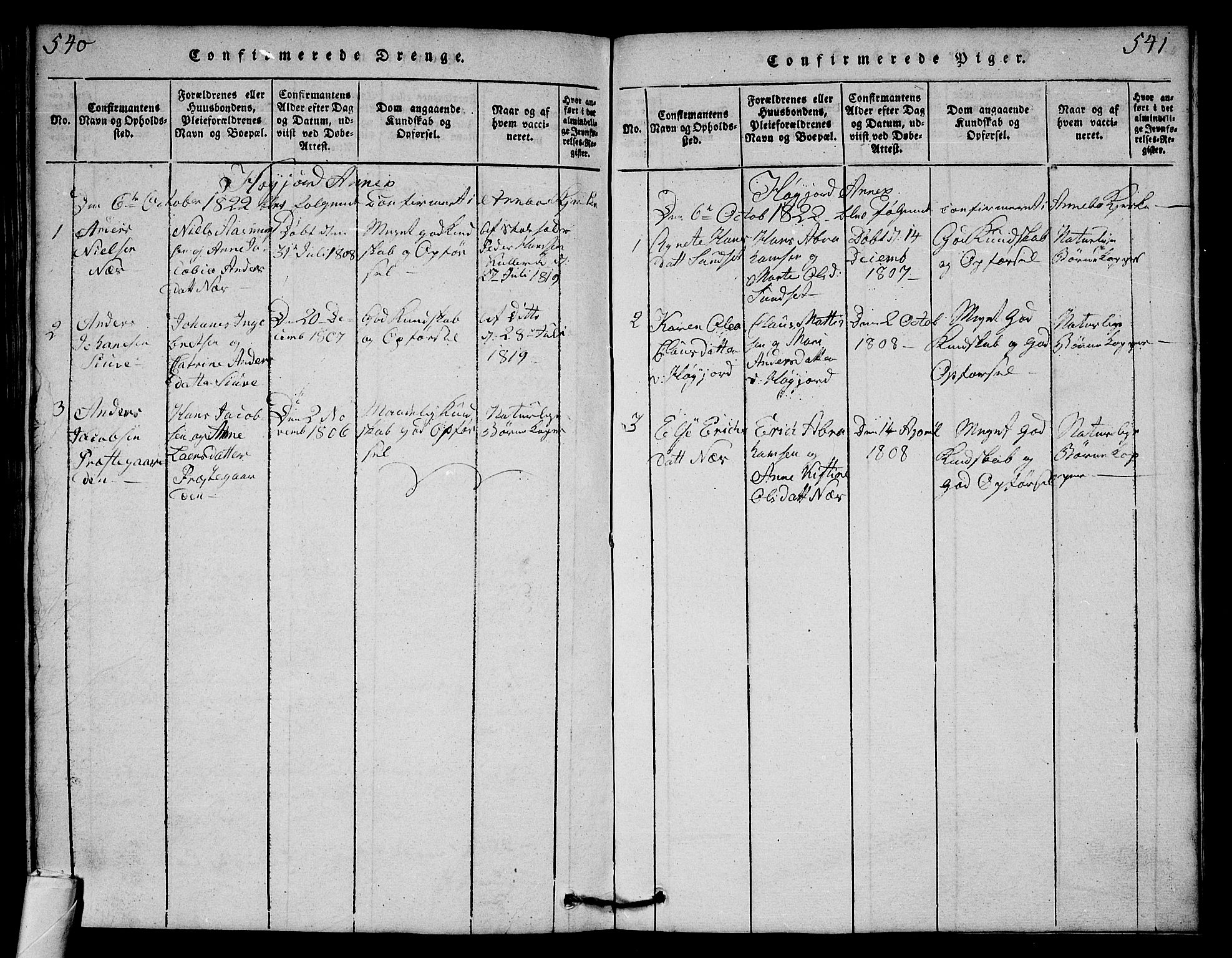 Andebu kirkebøker, SAKO/A-336/G/Ga/L0001: Parish register (copy) no. I 1 /2, 1815-1823, p. 540-541