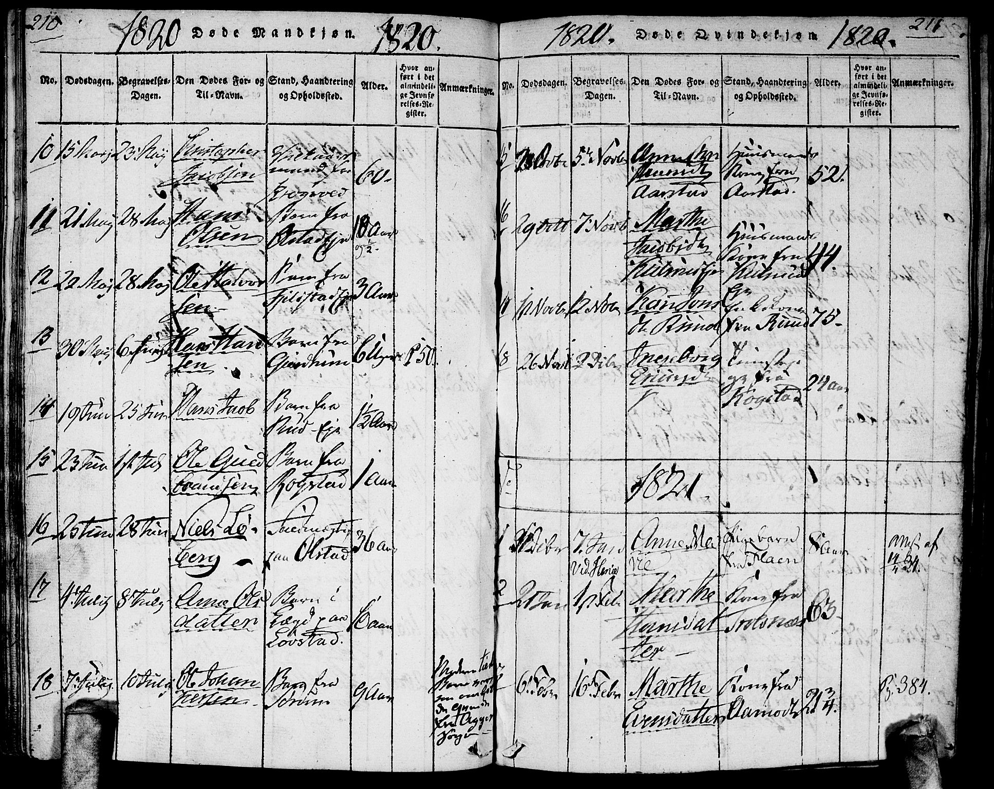 Gjerdrum prestekontor Kirkebøker, AV/SAO-A-10412b/G/Ga/L0001: Parish register (copy) no. I 1, 1816-1837, p. 210-211