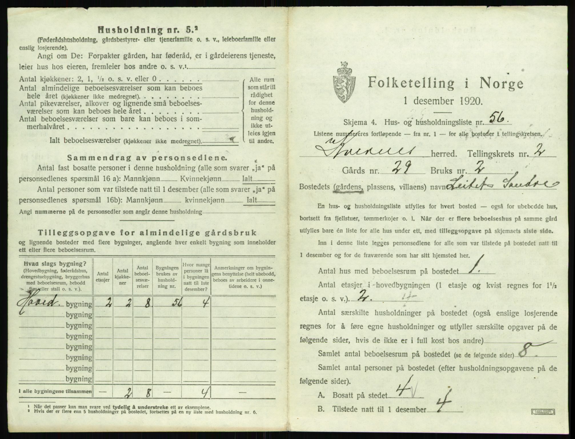 SAT, 1920 census for Kvernes, 1920, p. 231