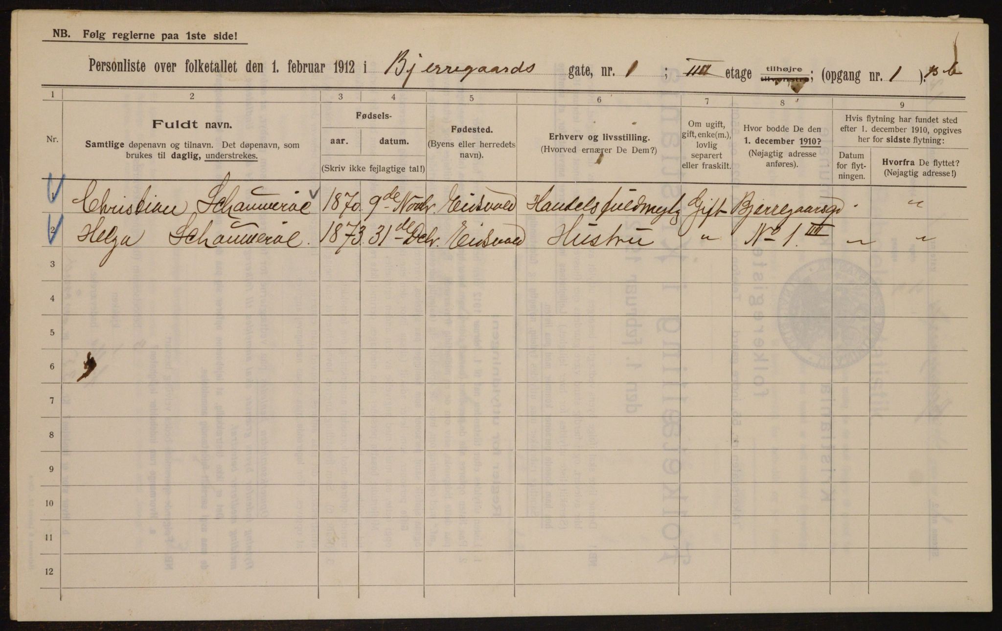 OBA, Municipal Census 1912 for Kristiania, 1912, p. 5365