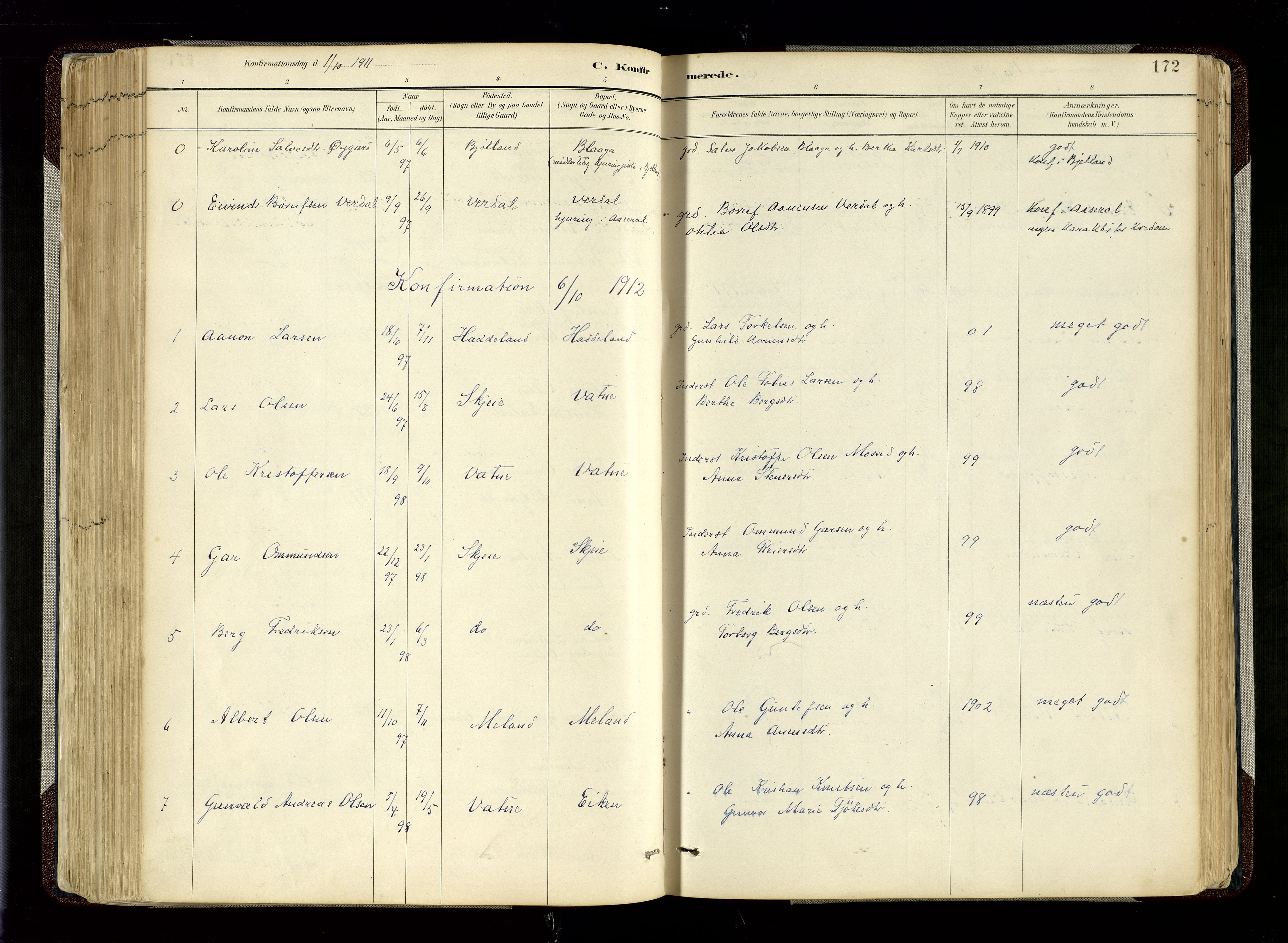 Hægebostad sokneprestkontor, SAK/1111-0024/F/Fa/Fab/L0004: Parish register (official) no. A 4, 1887-1929, p. 172