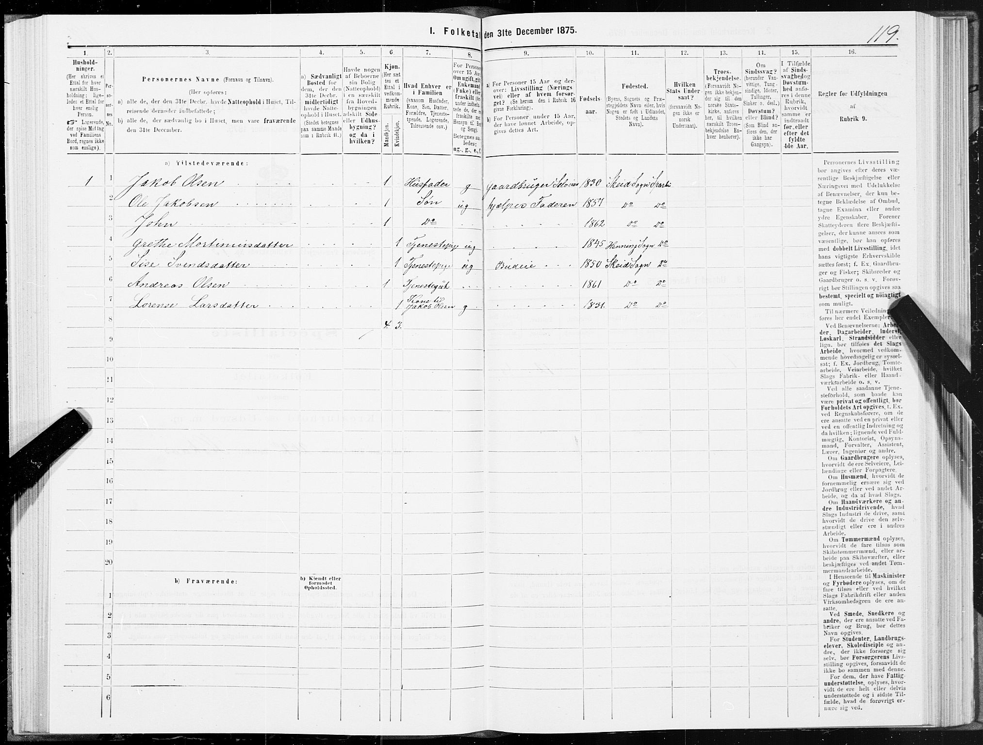 SAT, 1875 census for 1731P Sparbu, 1875, p. 5119