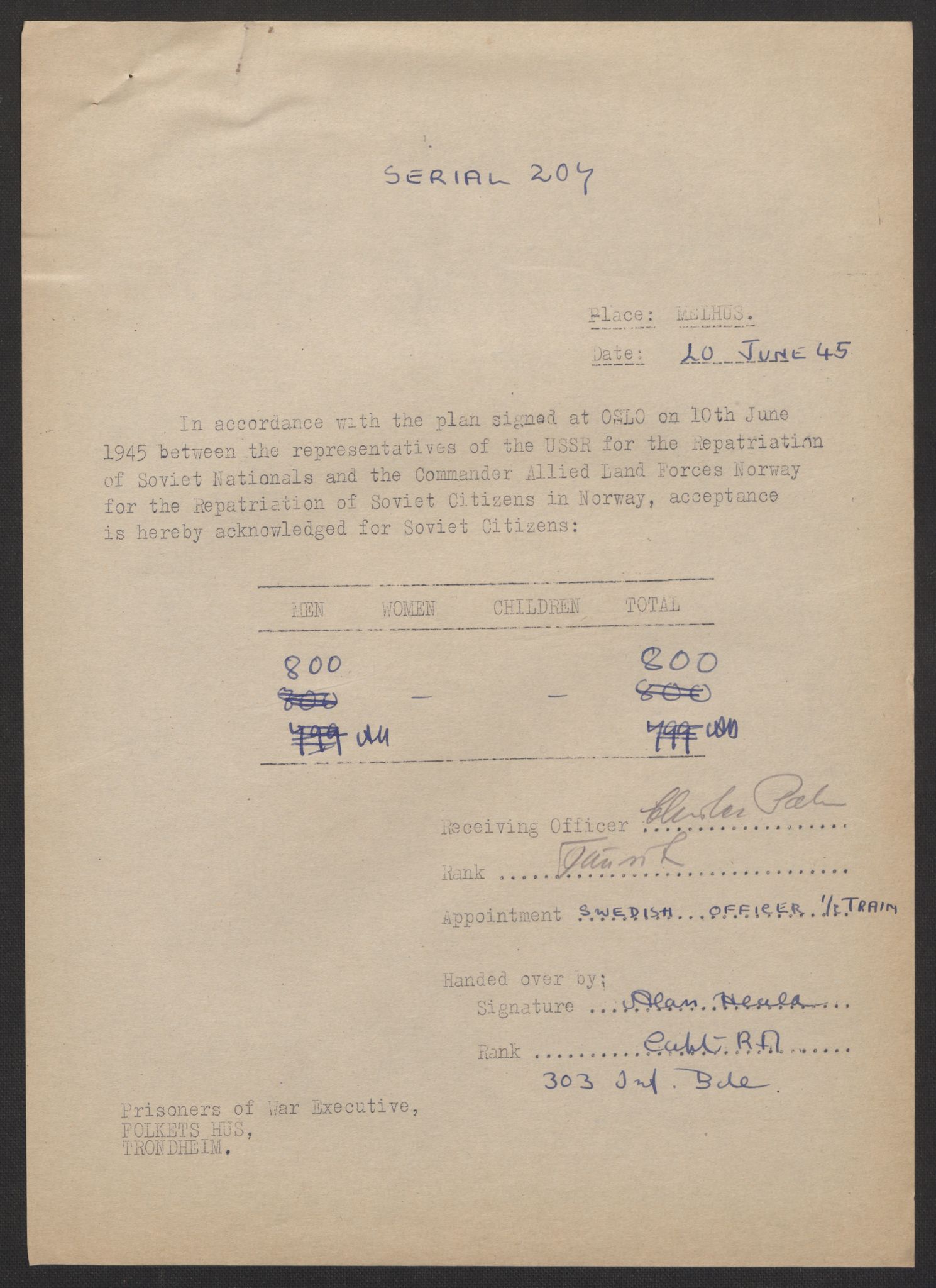 Flyktnings- og fangedirektoratet, Repatrieringskontoret, AV/RA-S-1681/D/Db/L0017: Displaced Persons (DPs) og sivile tyskere, 1945-1948, p. 501