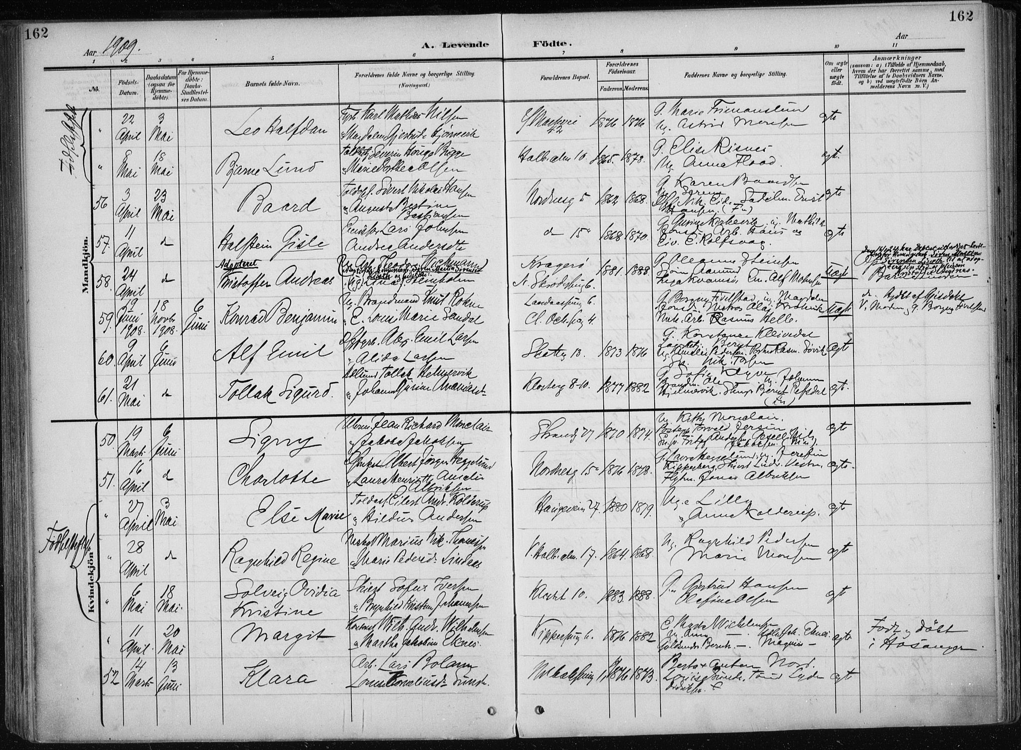 Nykirken Sokneprestembete, AV/SAB-A-77101/H/Haa/L0019: Parish register (official) no. B 7, 1904-1916, p. 162