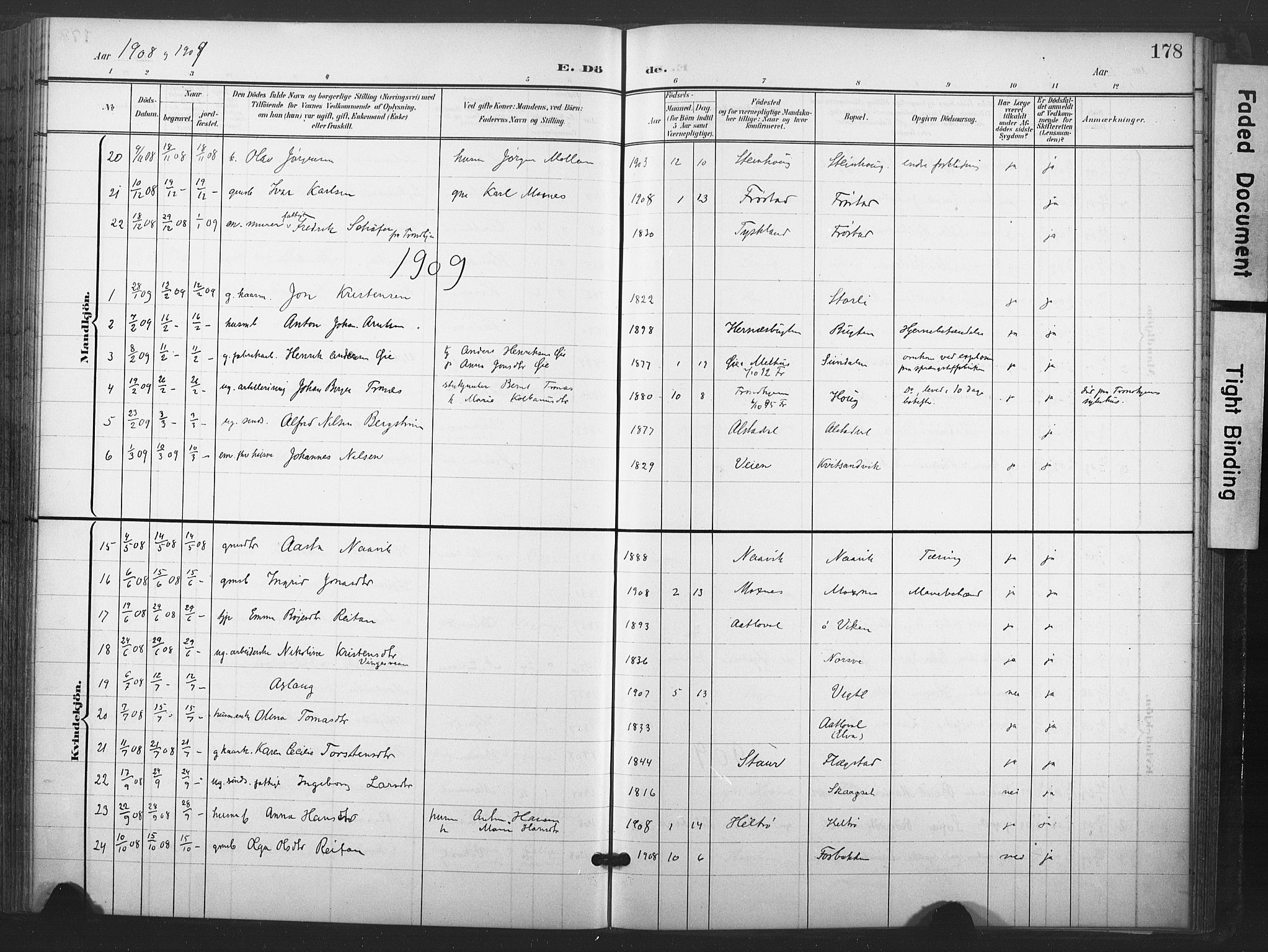 Ministerialprotokoller, klokkerbøker og fødselsregistre - Nord-Trøndelag, AV/SAT-A-1458/713/L0122: Parish register (official) no. 713A11, 1899-1910, p. 178