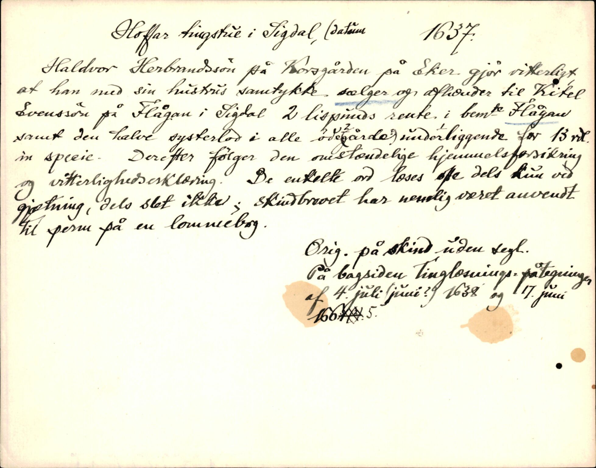 Riksarkivets diplomsamling, AV/RA-EA-5965/F35/F35d/L0003: Innlånte diplomer, seddelregister, 1621-1642, p. 601