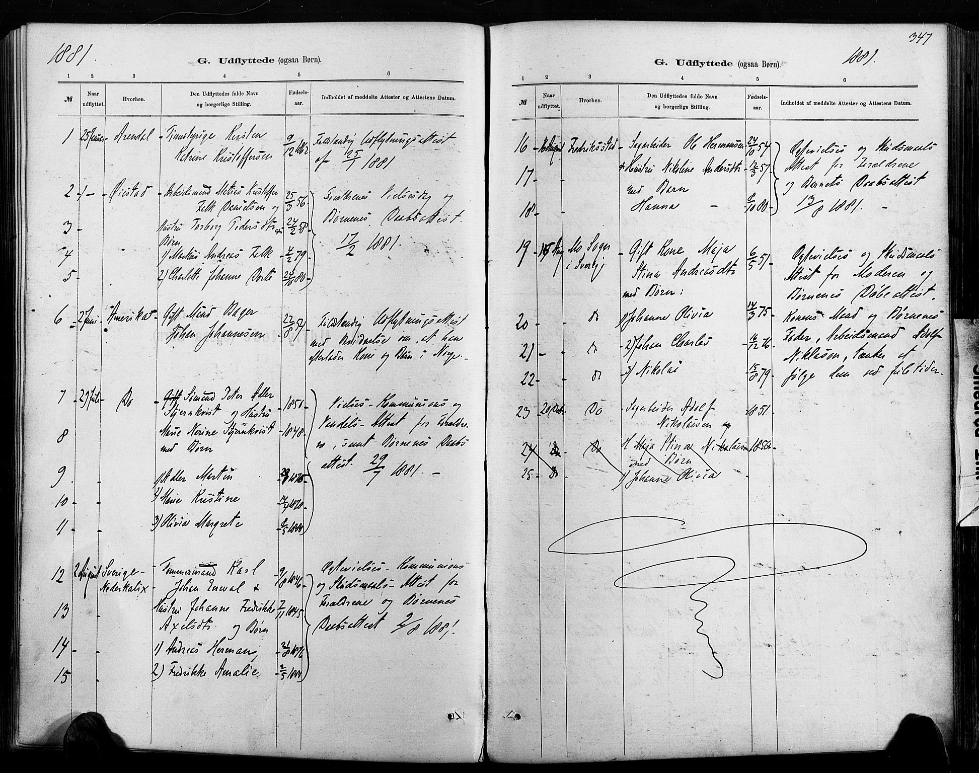 Hisøy sokneprestkontor, AV/SAK-1111-0020/F/Fa/L0003: Parish register (official) no. A 3, 1881-1894, p. 347