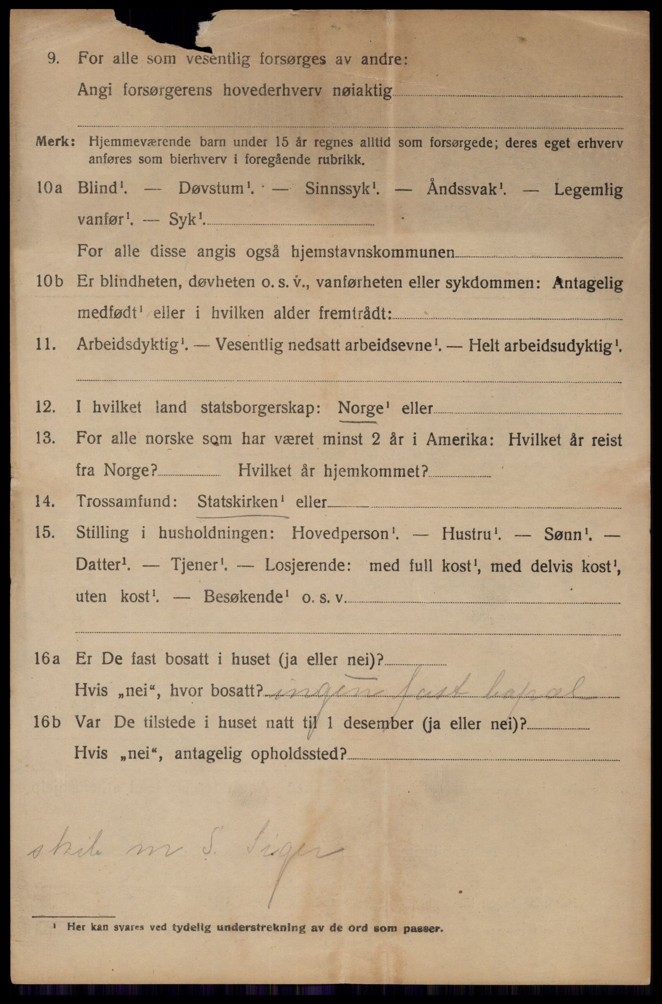 RA, 1920 census: Additional forms, 1920, p. 1230