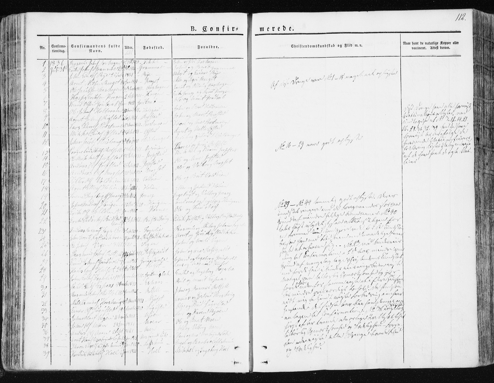 Ministerialprotokoller, klokkerbøker og fødselsregistre - Sør-Trøndelag, SAT/A-1456/672/L0855: Parish register (official) no. 672A07, 1829-1860, p. 112