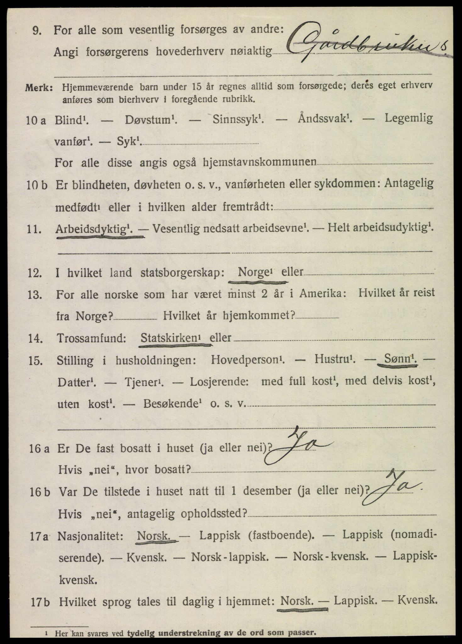 SAT, 1920 census for Sparbu, 1920, p. 1938