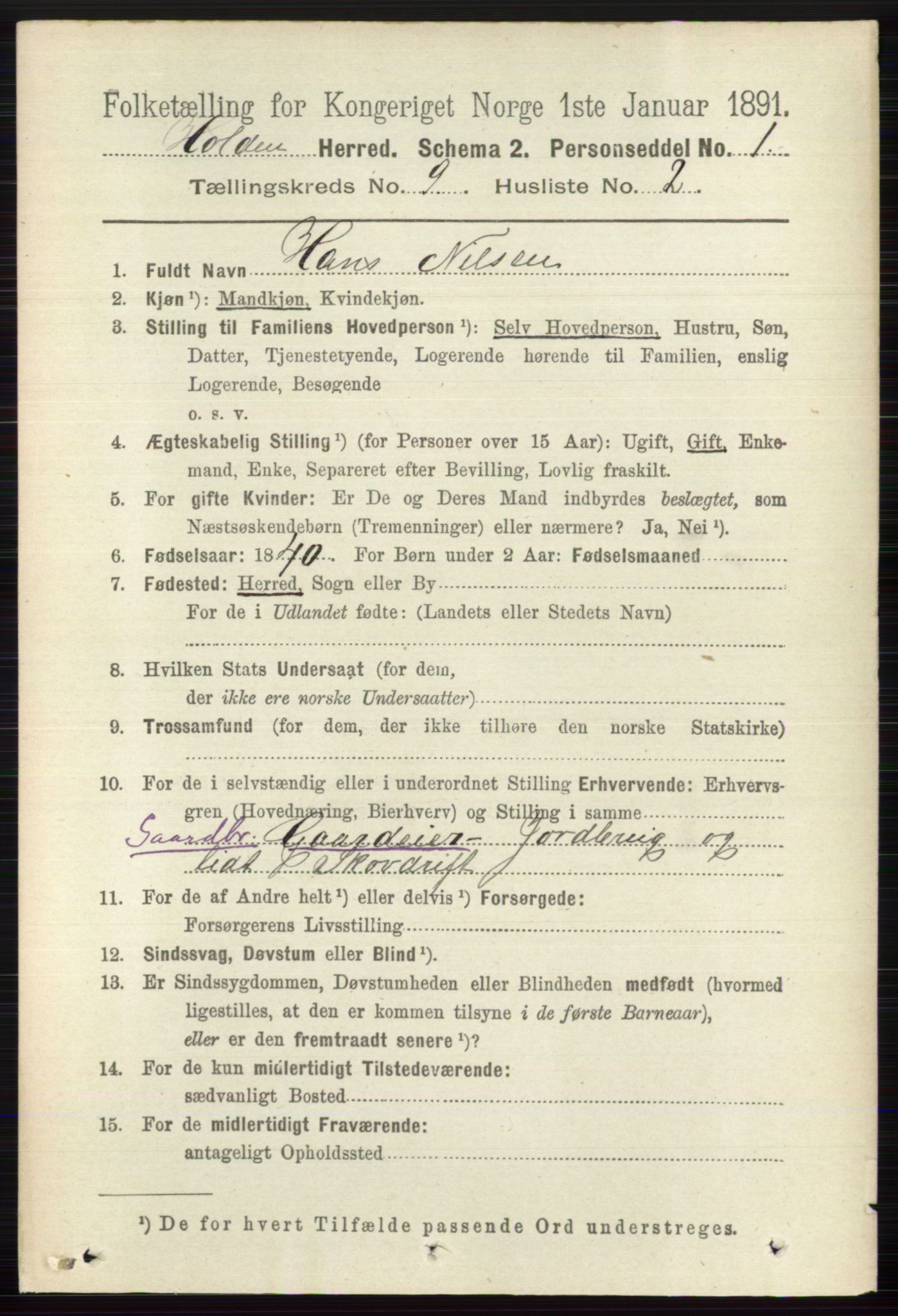 RA, 1891 census for 0819 Holla, 1891, p. 4091