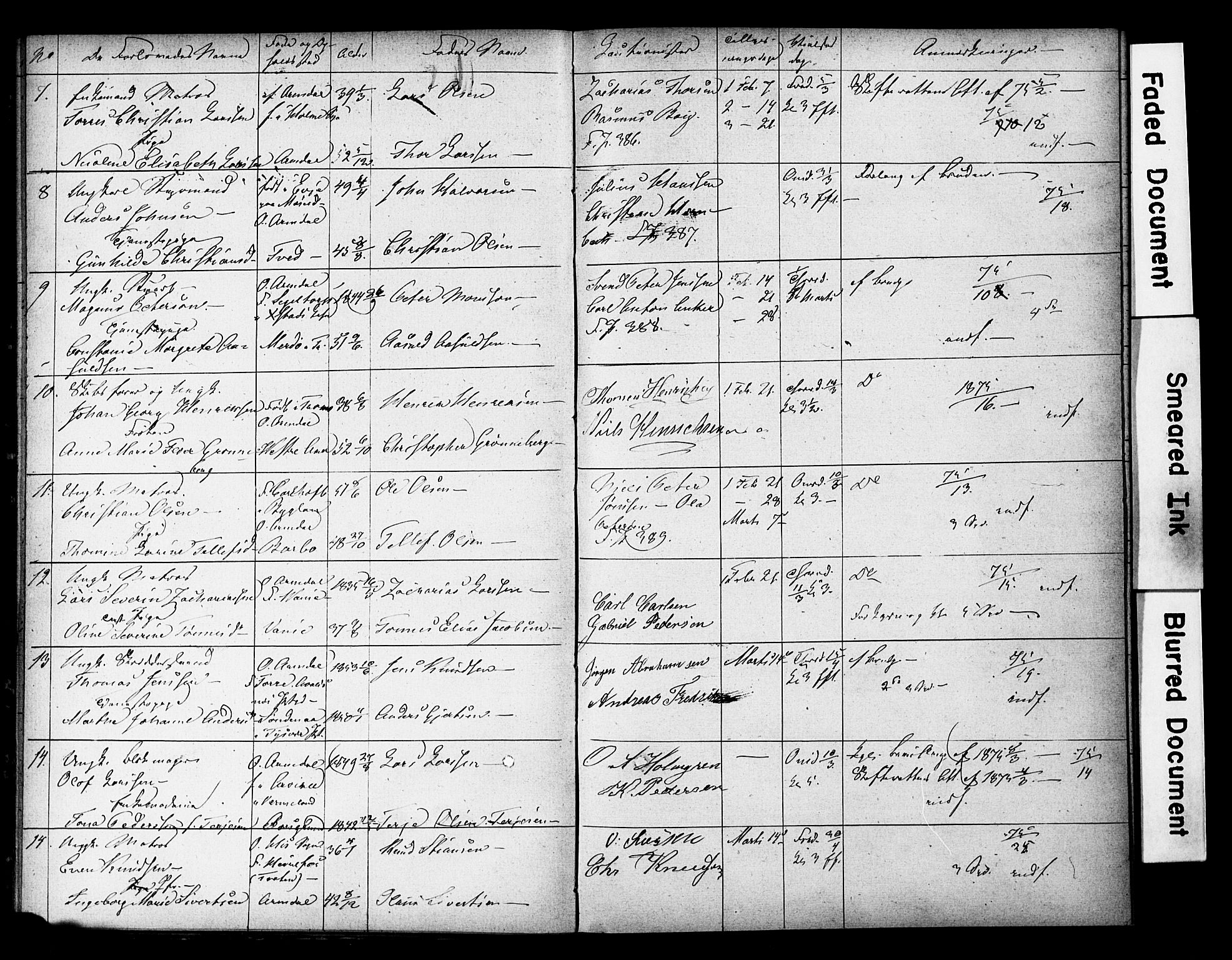 Arendal sokneprestkontor, Trefoldighet, AV/SAK-1111-0040/F/Fe/L0003: Banns register no. A VI 3, 1872-1879