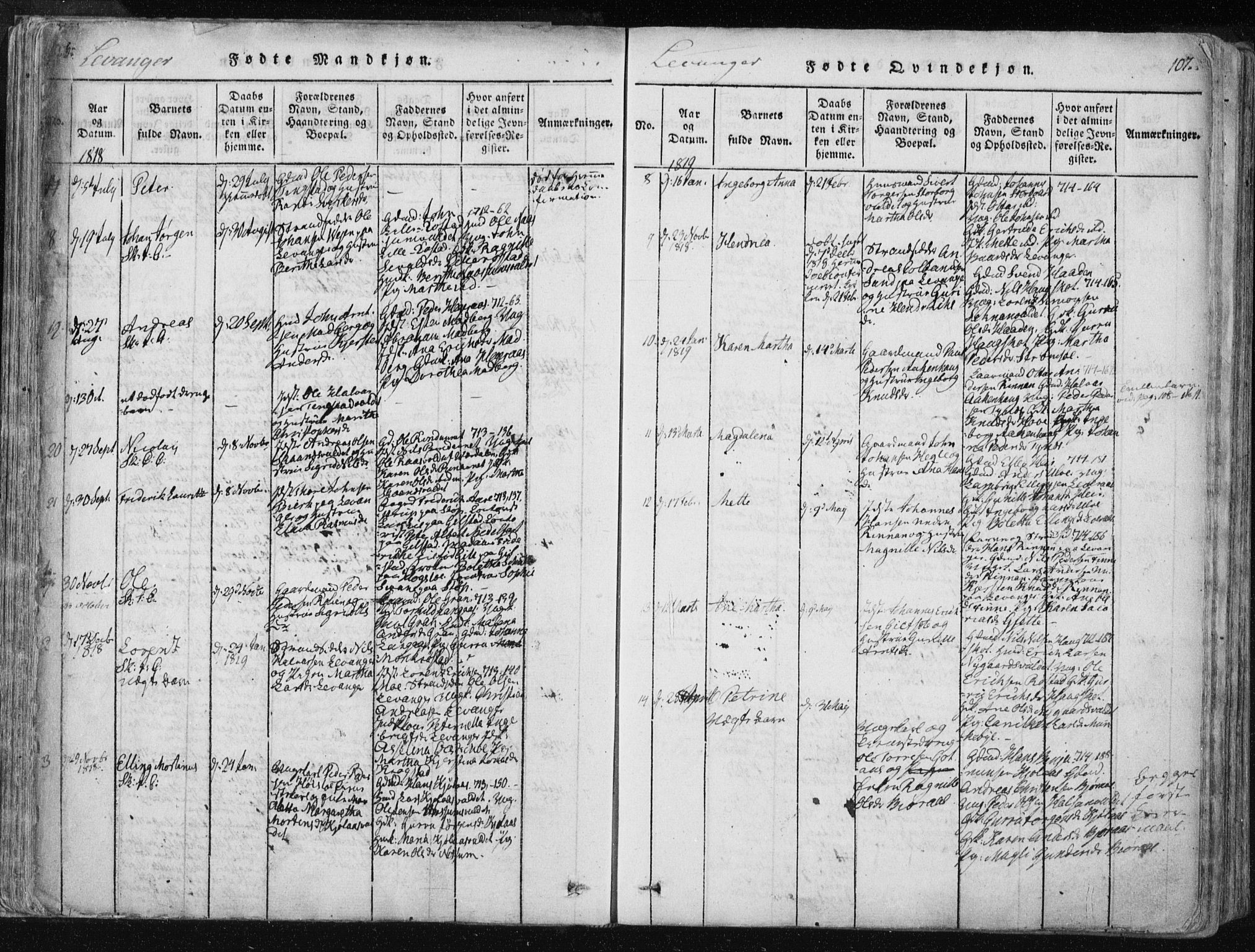 Ministerialprotokoller, klokkerbøker og fødselsregistre - Nord-Trøndelag, AV/SAT-A-1458/717/L0148: Parish register (official) no. 717A04 /2, 1816-1825, p. 106-107