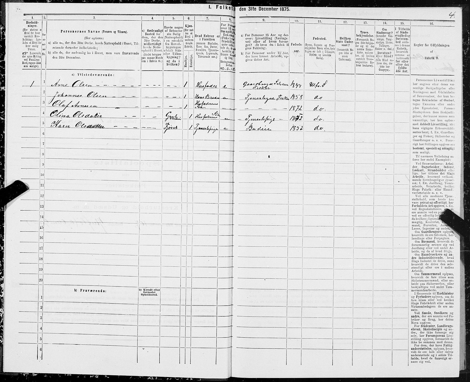 SAT, 1875 census for 1516P Ulstein, 1875, p. 1004