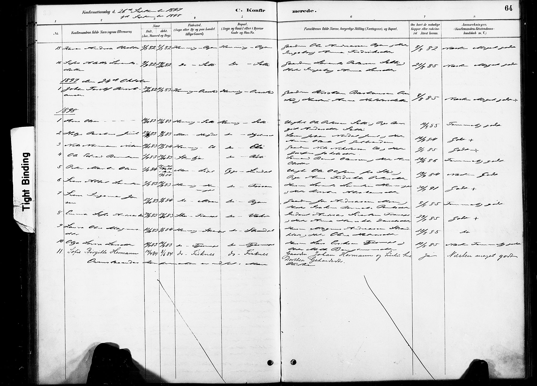 Ministerialprotokoller, klokkerbøker og fødselsregistre - Nord-Trøndelag, AV/SAT-A-1458/738/L0364: Parish register (official) no. 738A01, 1884-1902, p. 64