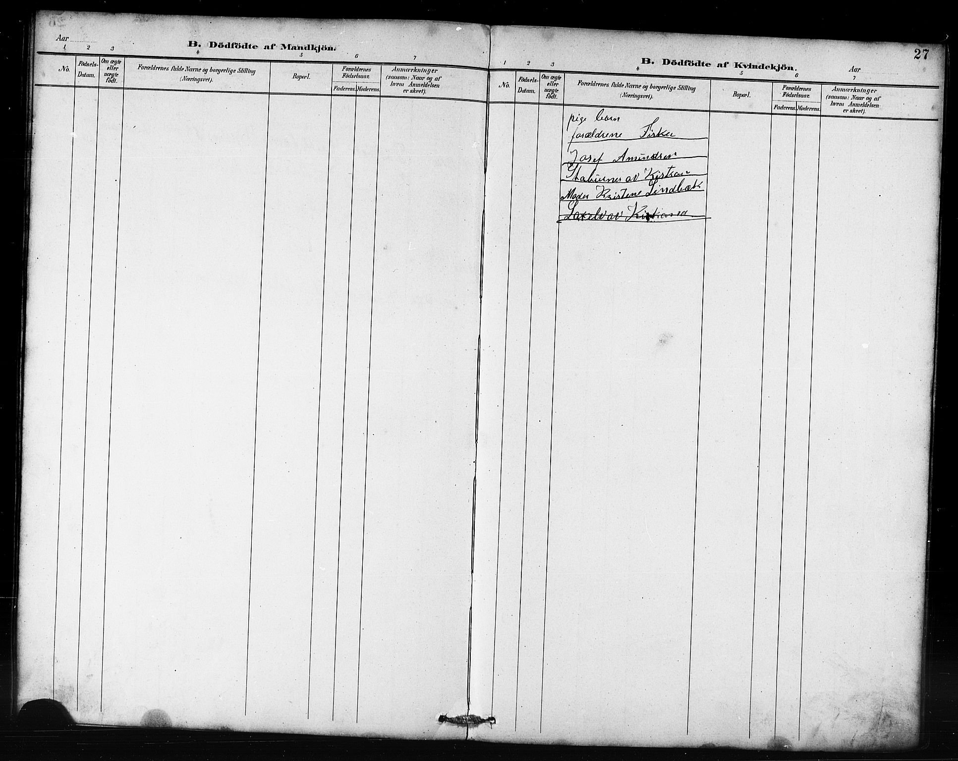 Kjelvik/Nordkapp sokneprestkontor, AV/SATØ-S-1350/J/Ja/L0027: Other parish register no. 27, 1887-1918, p. 27