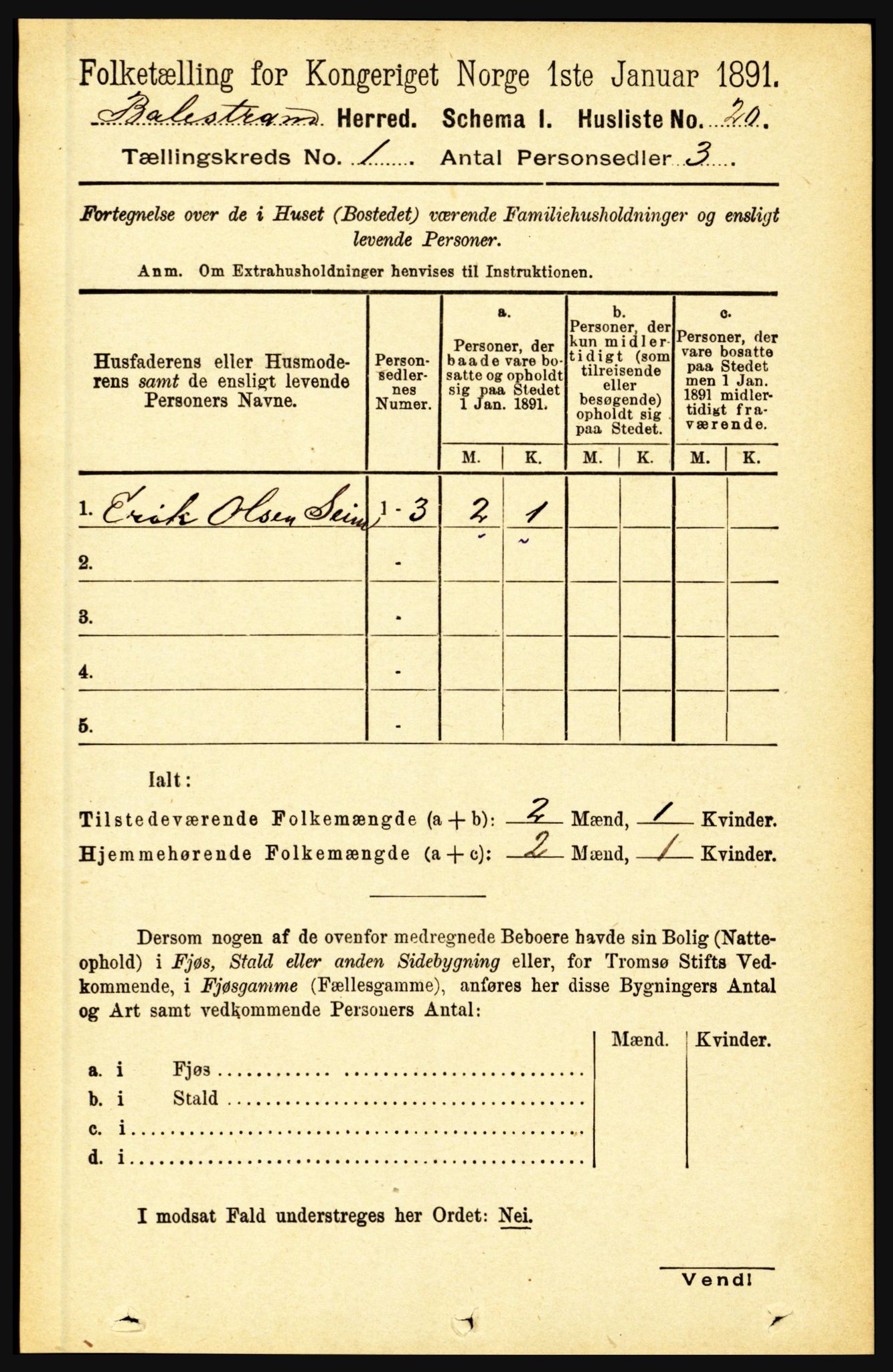 RA, 1891 census for 1418 Balestrand, 1891, p. 50