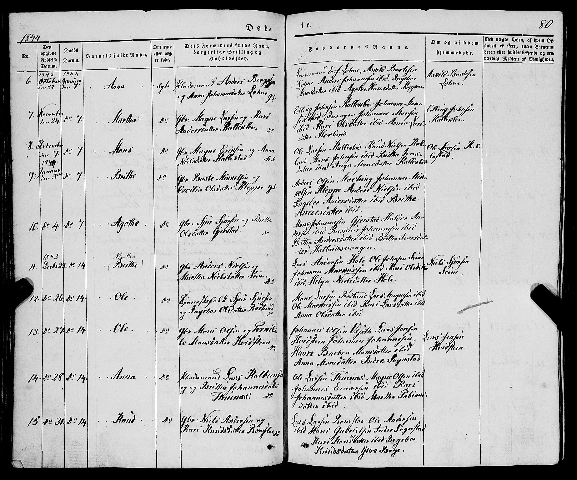 Haus sokneprestembete, SAB/A-75601/H/Haa: Parish register (official) no. A 15, 1838-1847, p. 80