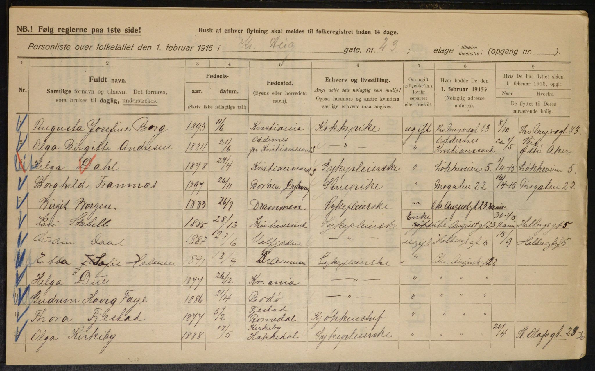 OBA, Municipal Census 1916 for Kristiania, 1916, p. 55273