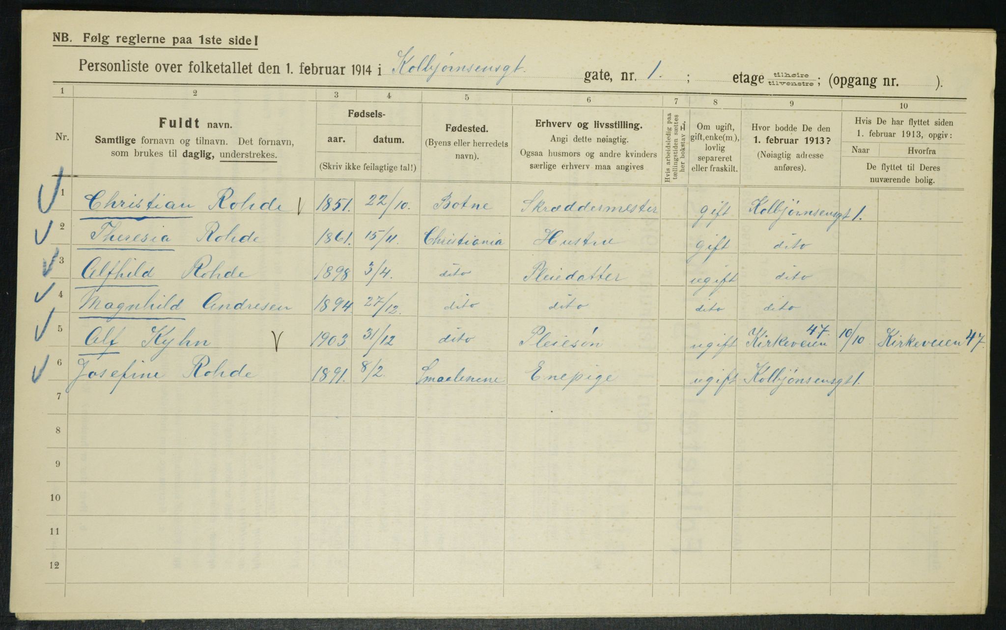 OBA, Municipal Census 1914 for Kristiania, 1914, p. 13038