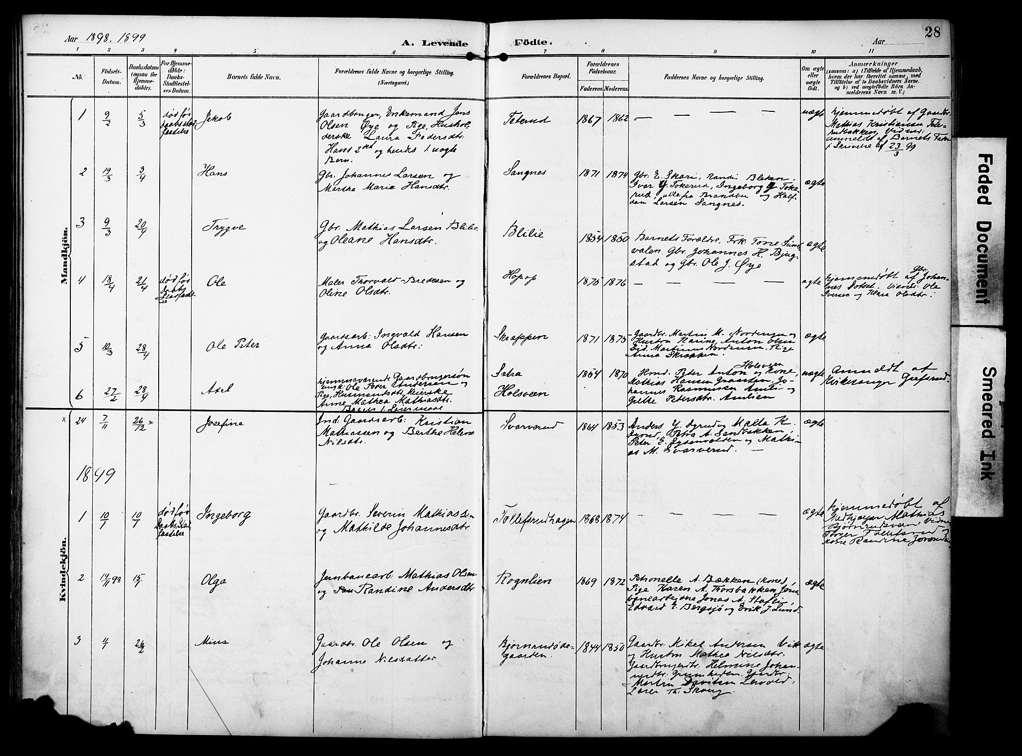 Vestre Toten prestekontor, AV/SAH-PREST-108/H/Ha/Haa/L0012: Parish register (official) no. 12, 1890-1906, p. 28