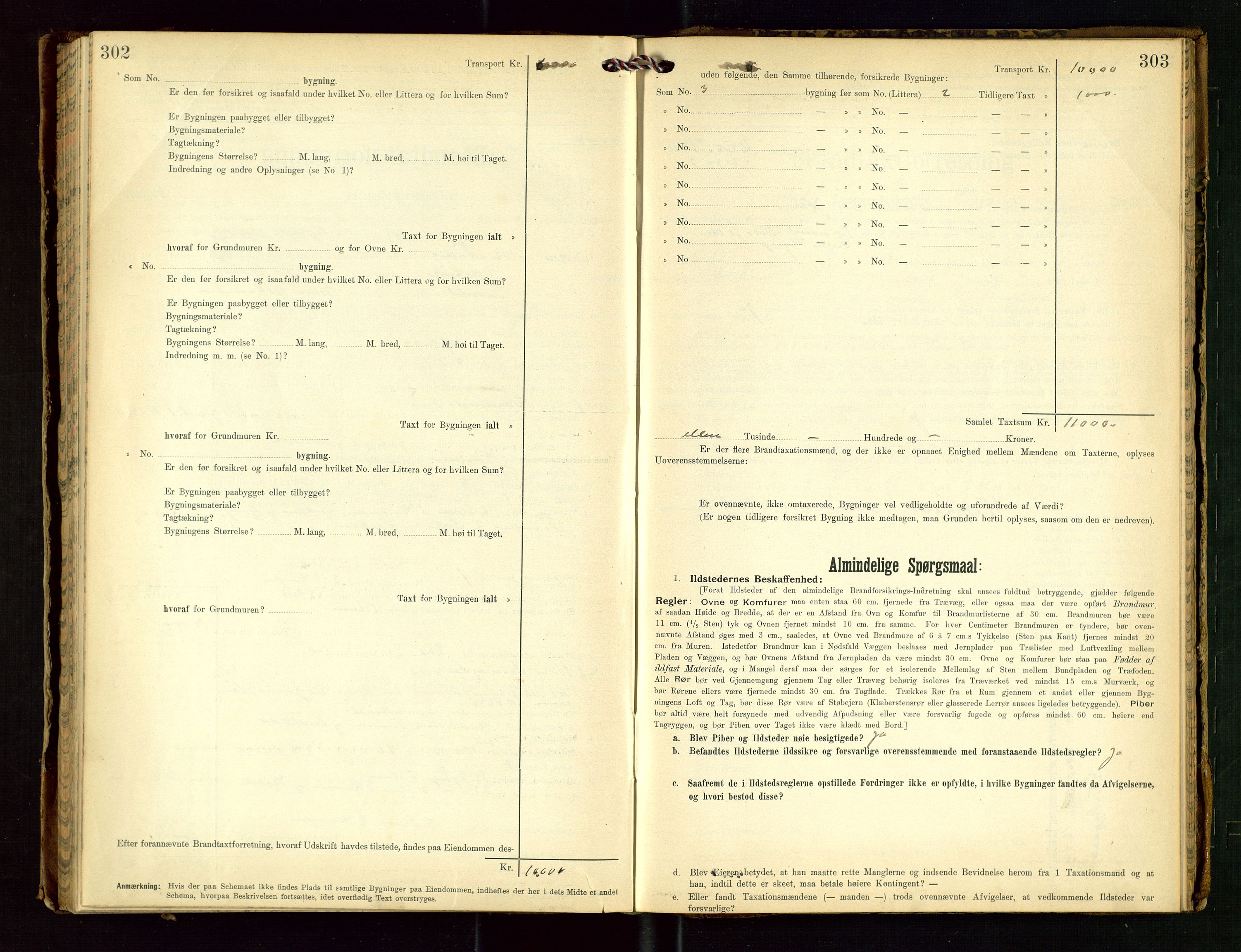 Torvestad lensmannskontor, SAST/A-100307/1/Gob/L0003: "Brandtaxationsprotokol for Torvestad Lensmannsdistrikt", 1905-1909, p. 302-303