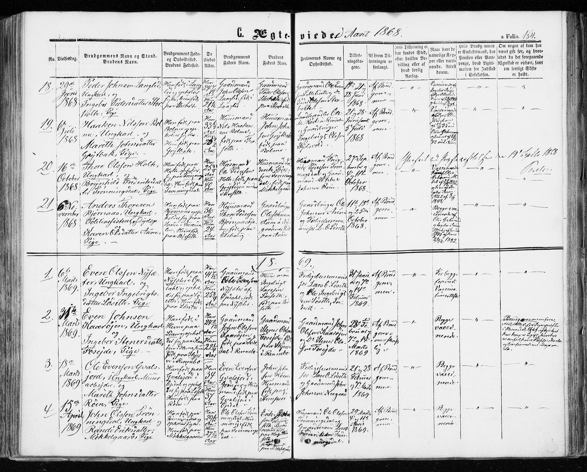 Ministerialprotokoller, klokkerbøker og fødselsregistre - Møre og Romsdal, AV/SAT-A-1454/598/L1067: Parish register (official) no. 598A01, 1858-1871, p. 164