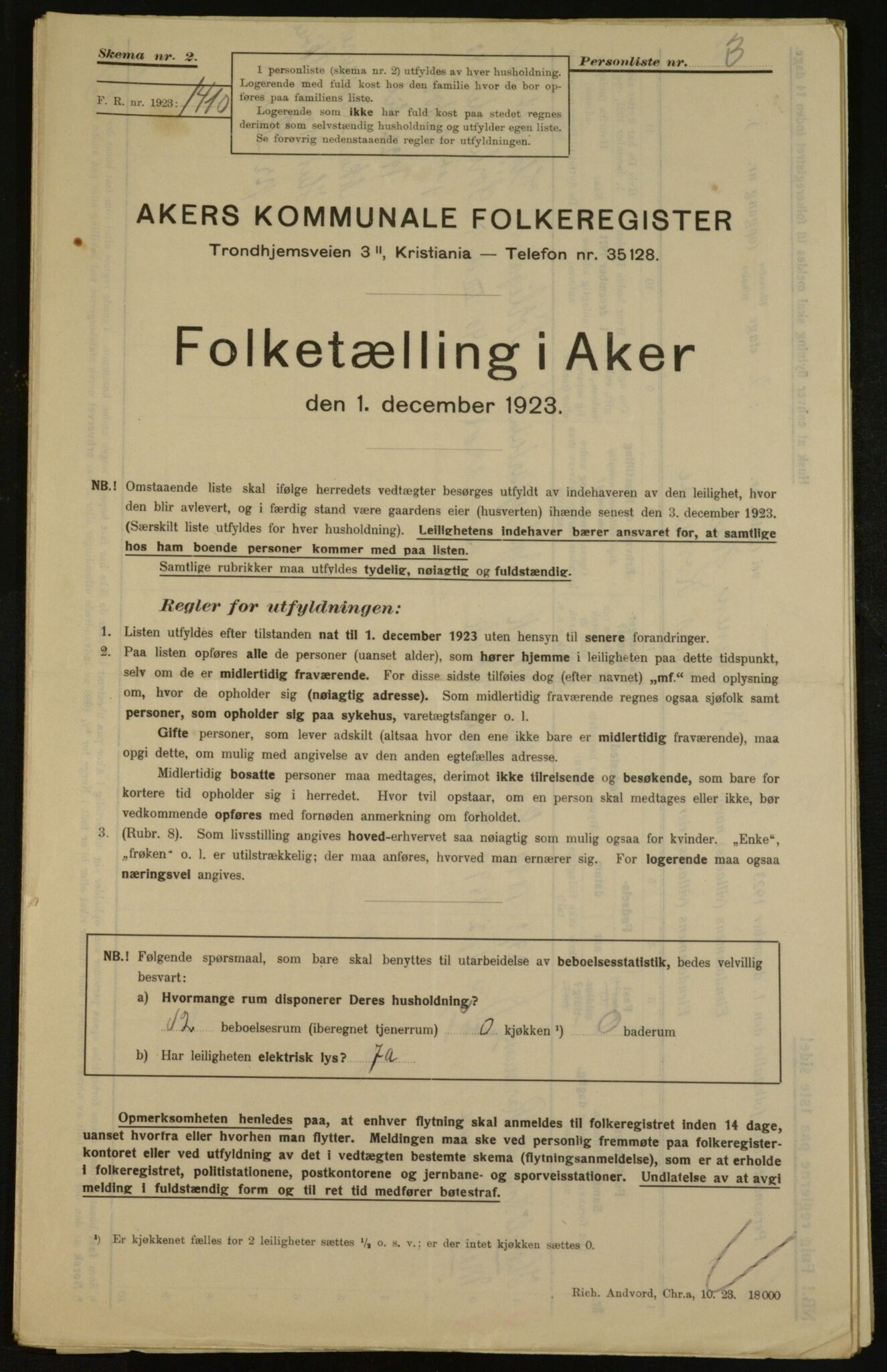 , Municipal Census 1923 for Aker, 1923, p. 31272